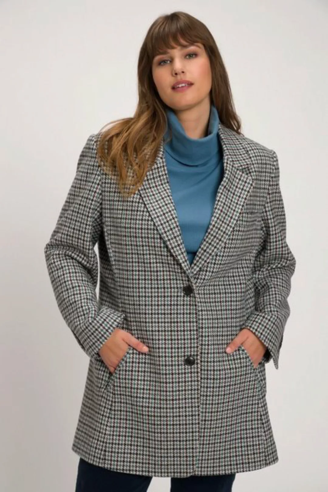 Ulla Popken Trachtenblazer Karo-Blazer Reverskragen Langarm günstig online kaufen