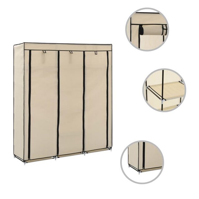 furnicato Kleiderschrank mit Fächern und Stangen Creme 150x45x175cm Stoff günstig online kaufen