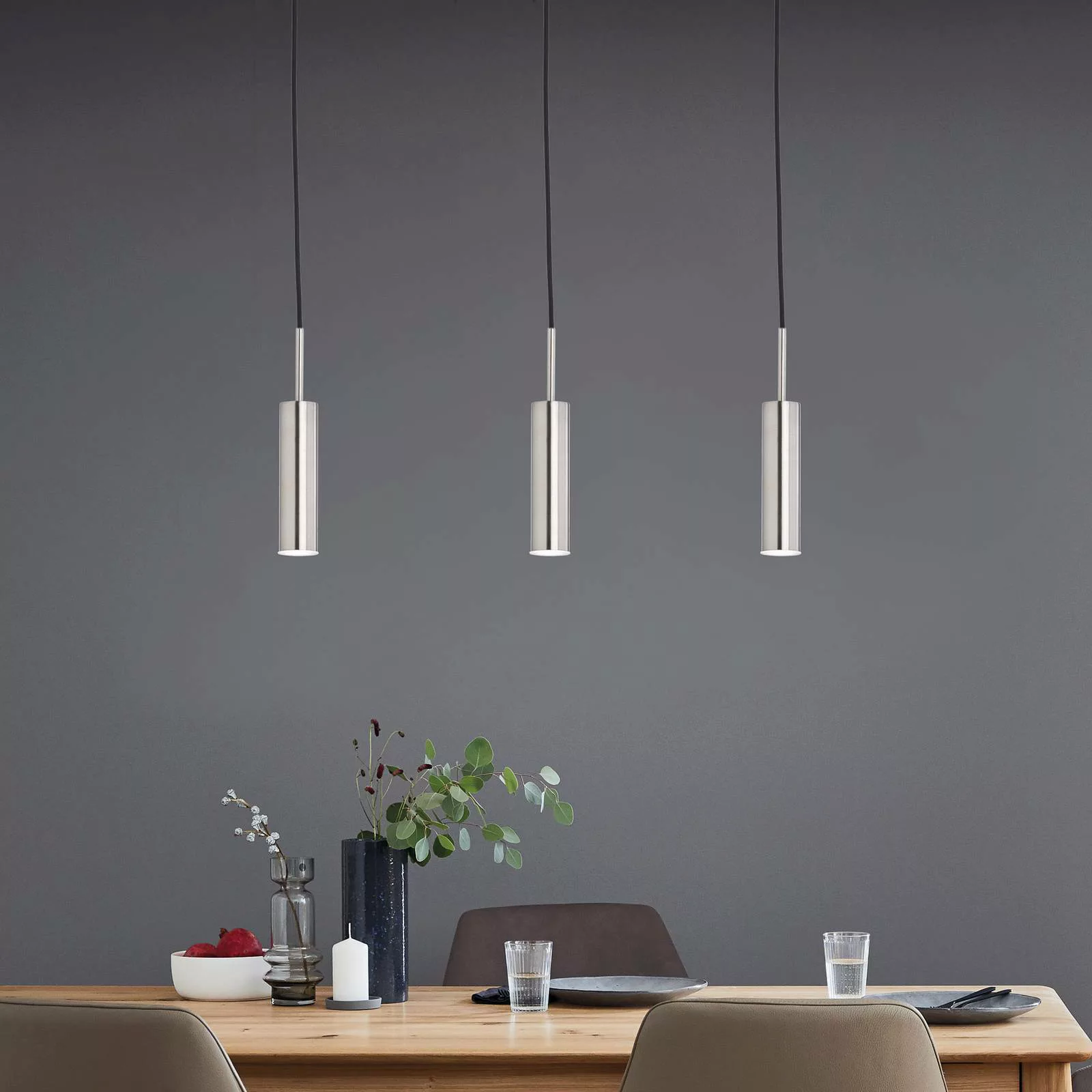 Schöner Wohnen Stina LED-Hängeleuchte 3-flg nickel günstig online kaufen