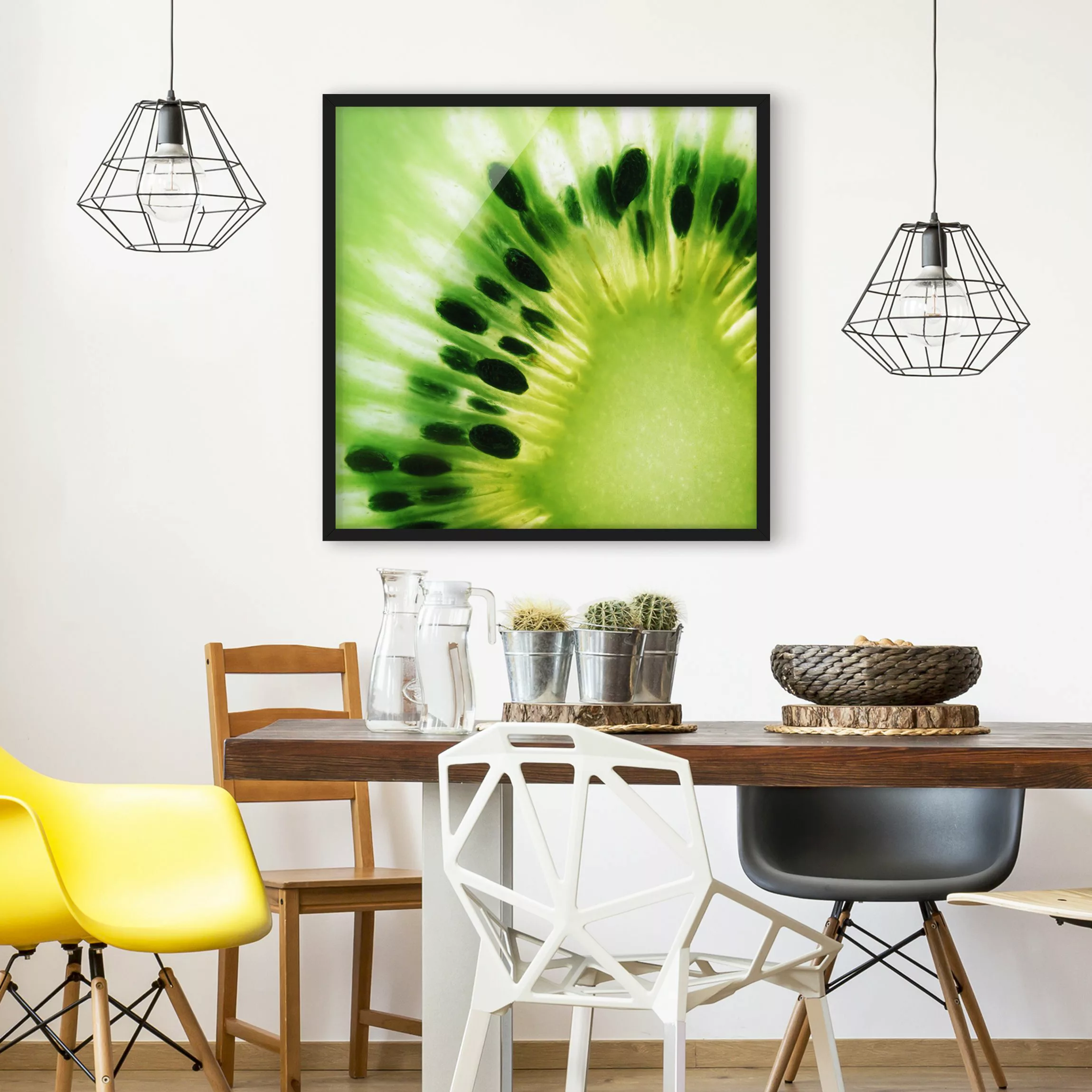 Bild mit Rahmen Küche - Quadrat Shining Kiwi günstig online kaufen