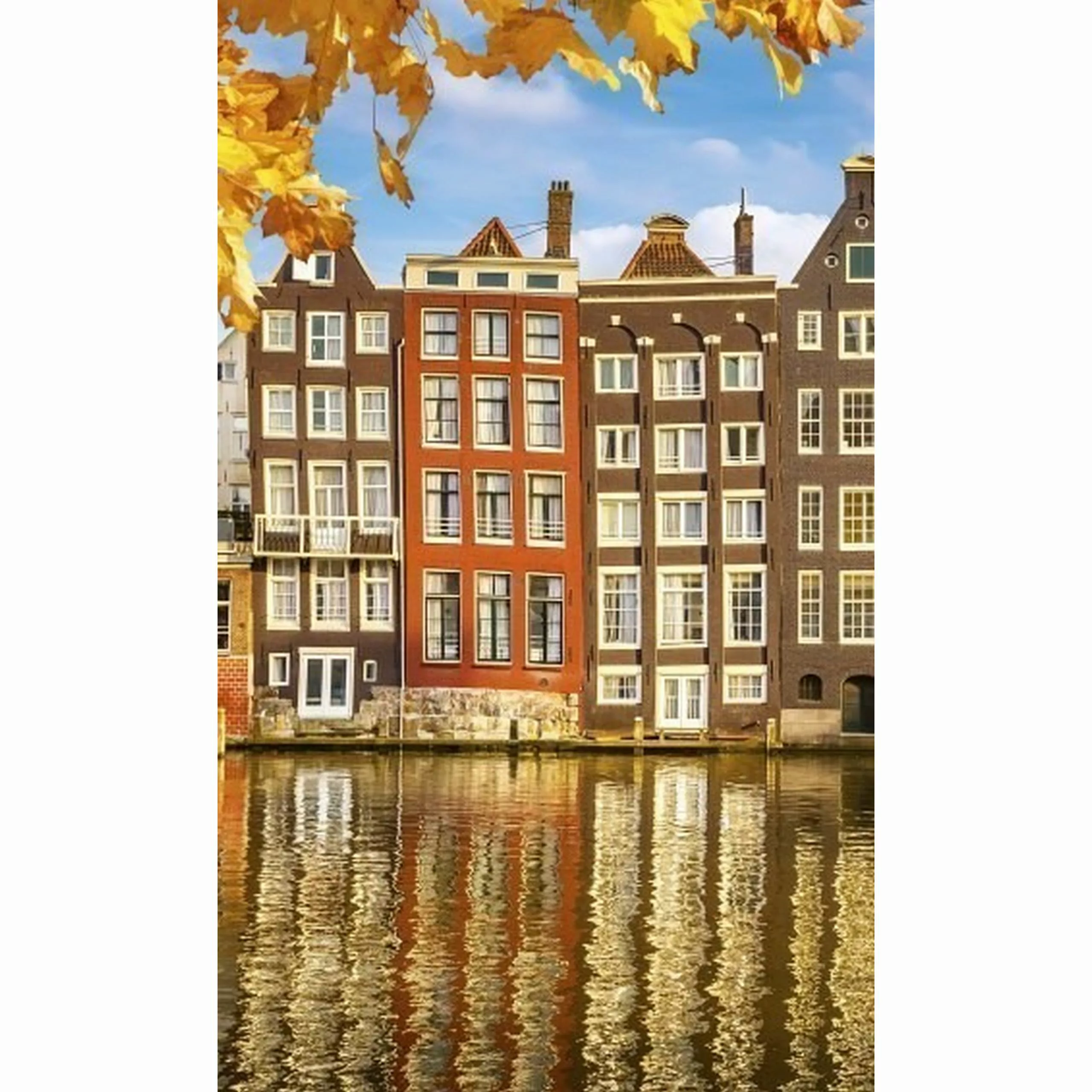 Fototapete HOUSES IN AMSTERDAM | MS-2-0024 | Orange | Digitaldruck auf Vlie günstig online kaufen