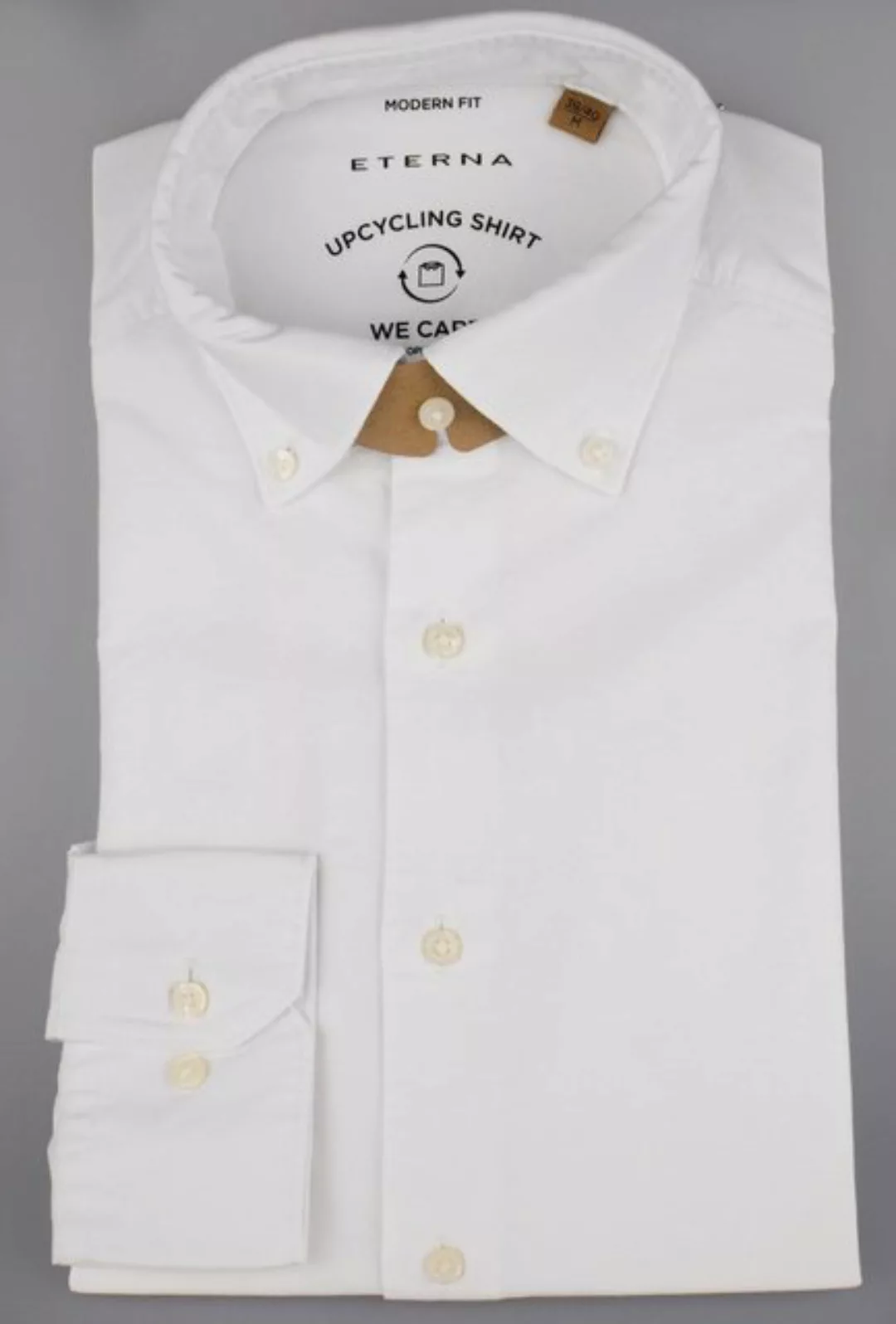 Eterna Klassische Bluse ETERNA MODERN FIT UPCYCLING SHIRT Langarm Hemd weiß günstig online kaufen