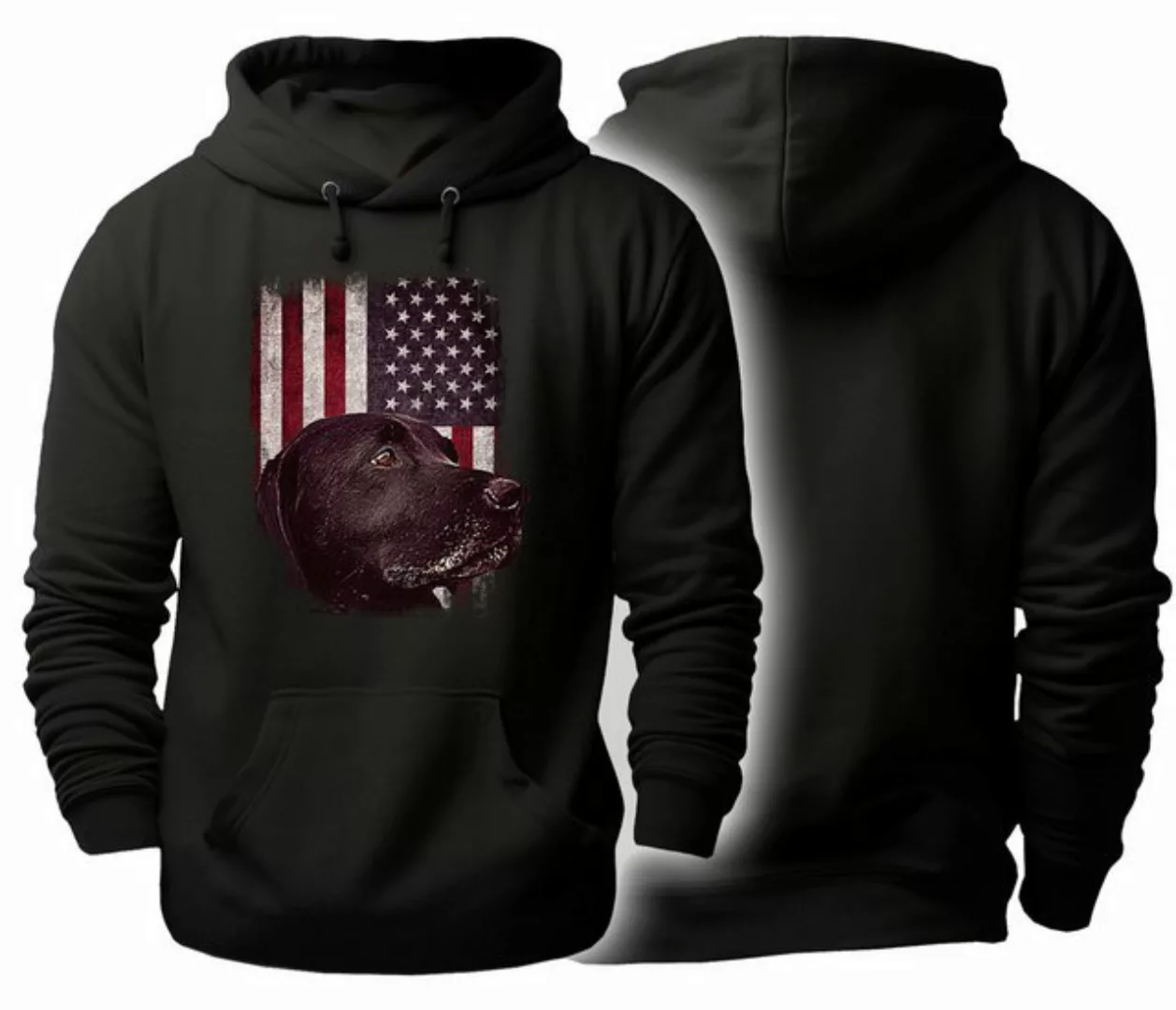 MyDesign24 Hoodie Herren Kapuzen Sweatshirt - schwarzer Labrador for USA Fl günstig online kaufen