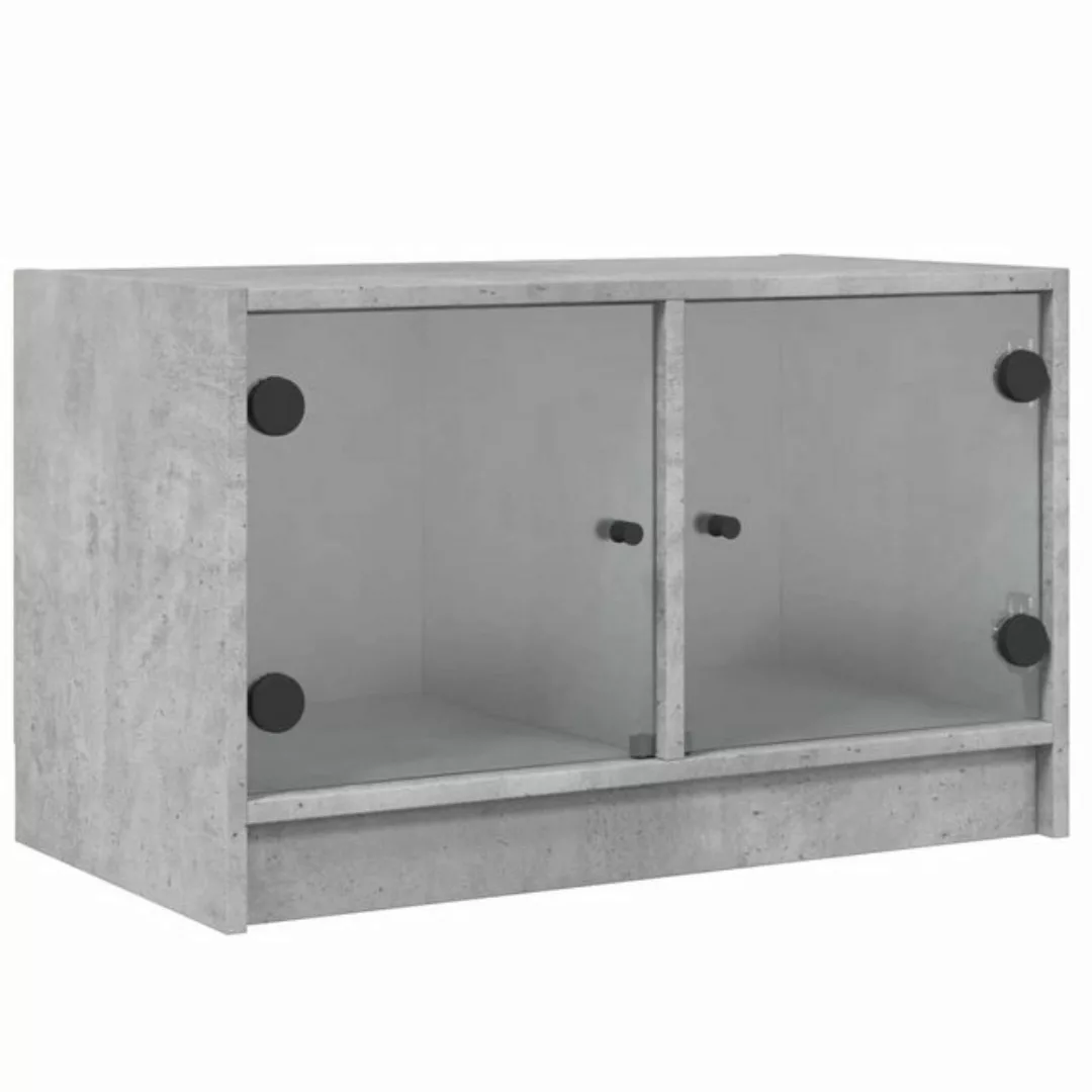 vidaXL TV-Schrank TV-Schrank mit Glastüren Betongrau 68x37x42 cm günstig online kaufen