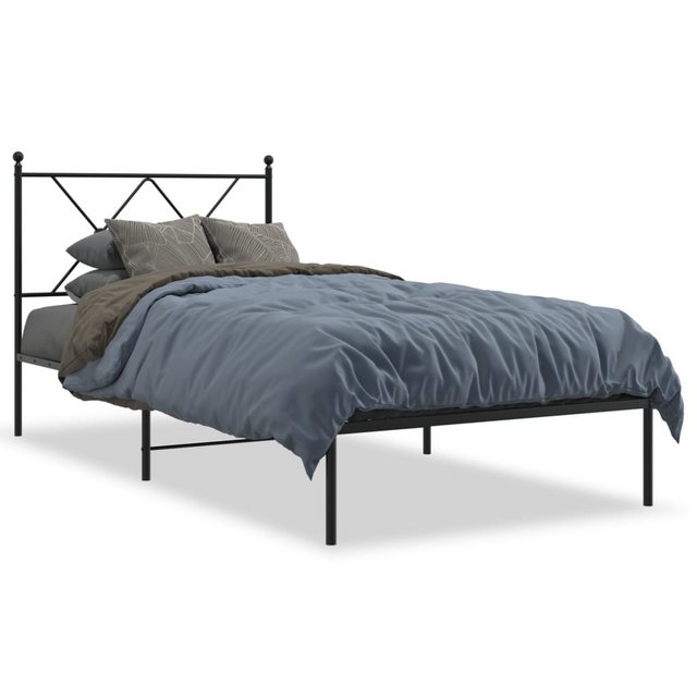 vidaXL Bettgestell, Bettrahmen mit Kopfteil Metall Schwarz 90x190 cm günstig online kaufen