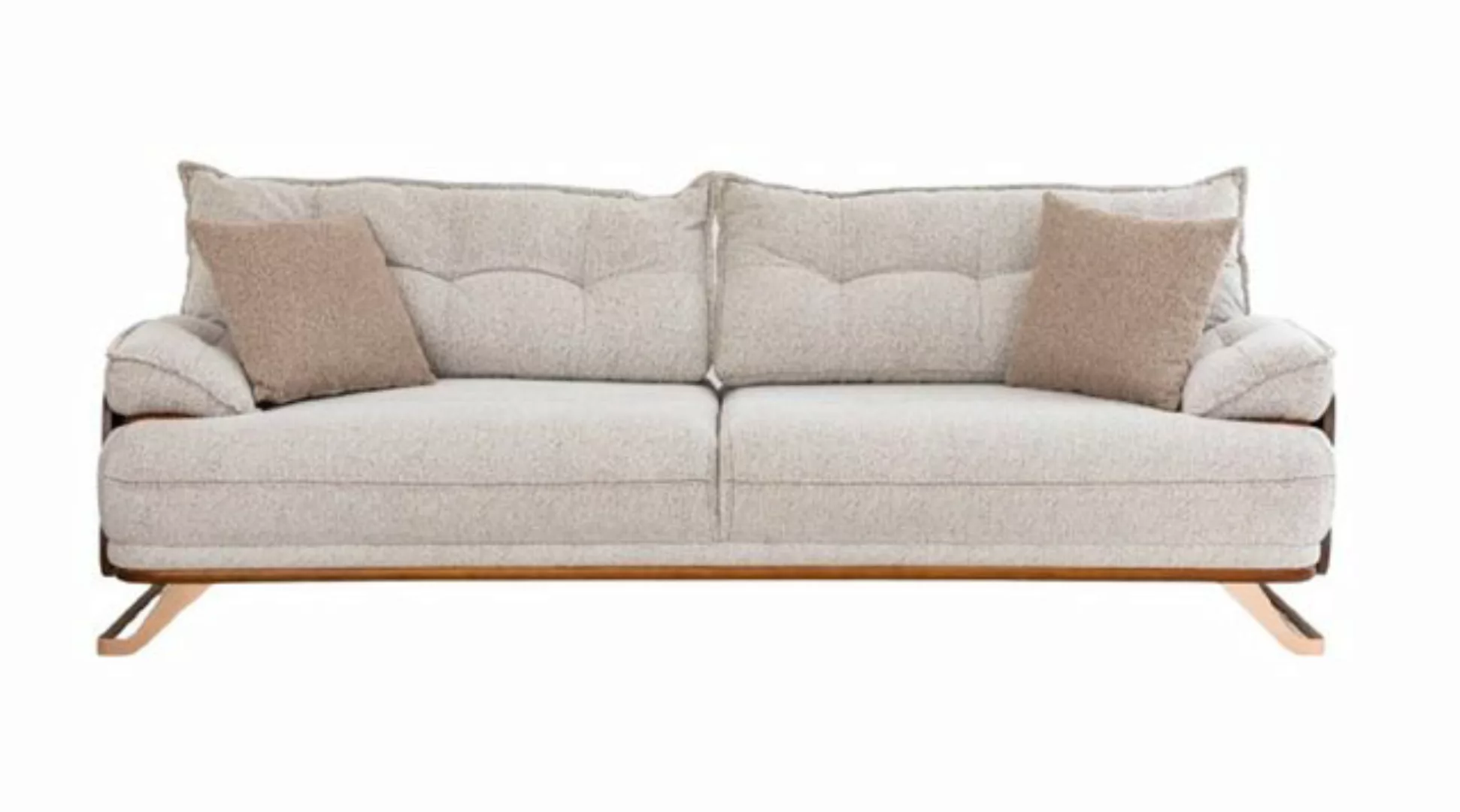 JVmoebel 3-Sitzer Moderner 3-Sitzer Wohnzimmer Beiges Polstersofa Stoffsofa günstig online kaufen