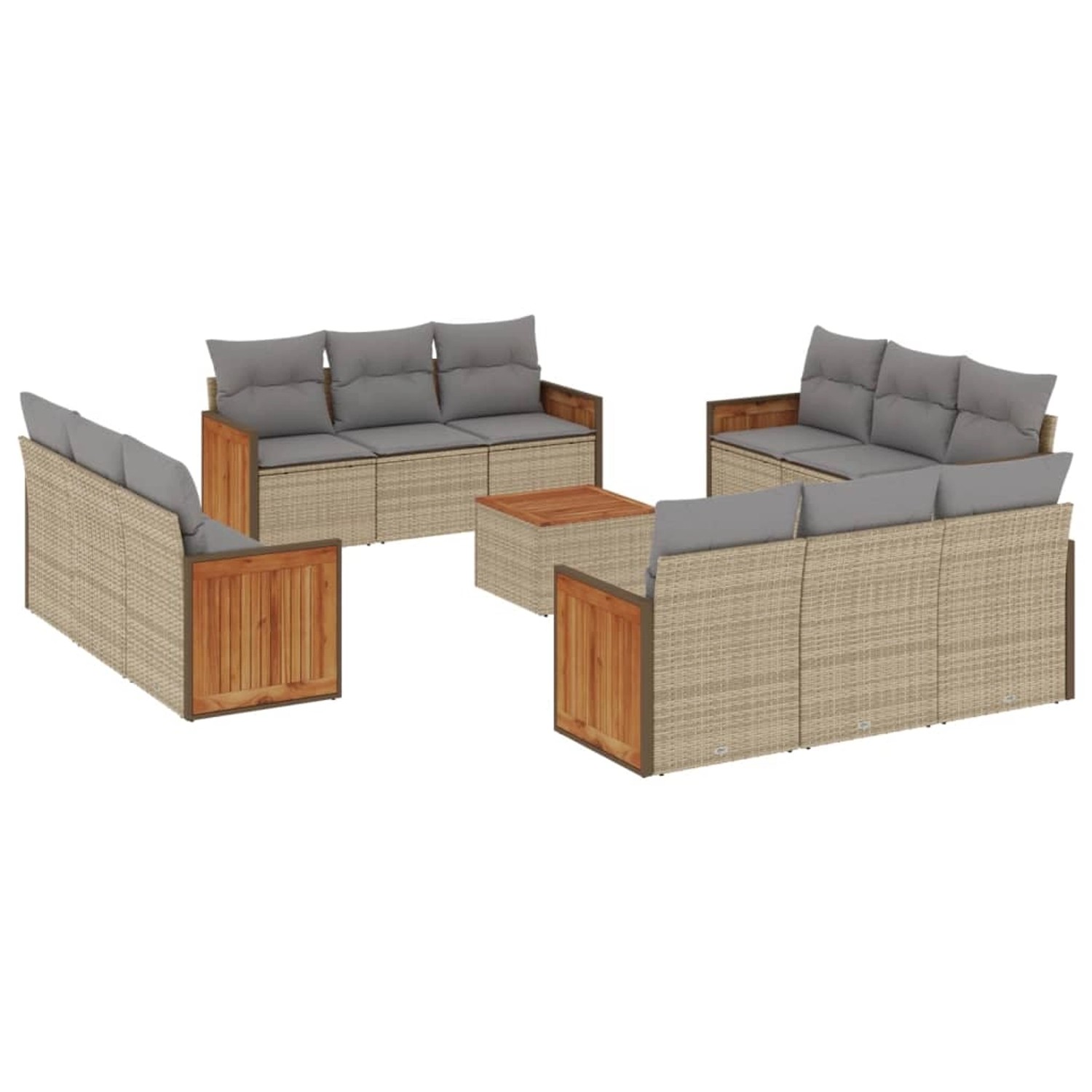 vidaXL 13-Tlg Garten-Sofagarnitur mit Kissen Beige Poly Rattan 3259924 günstig online kaufen