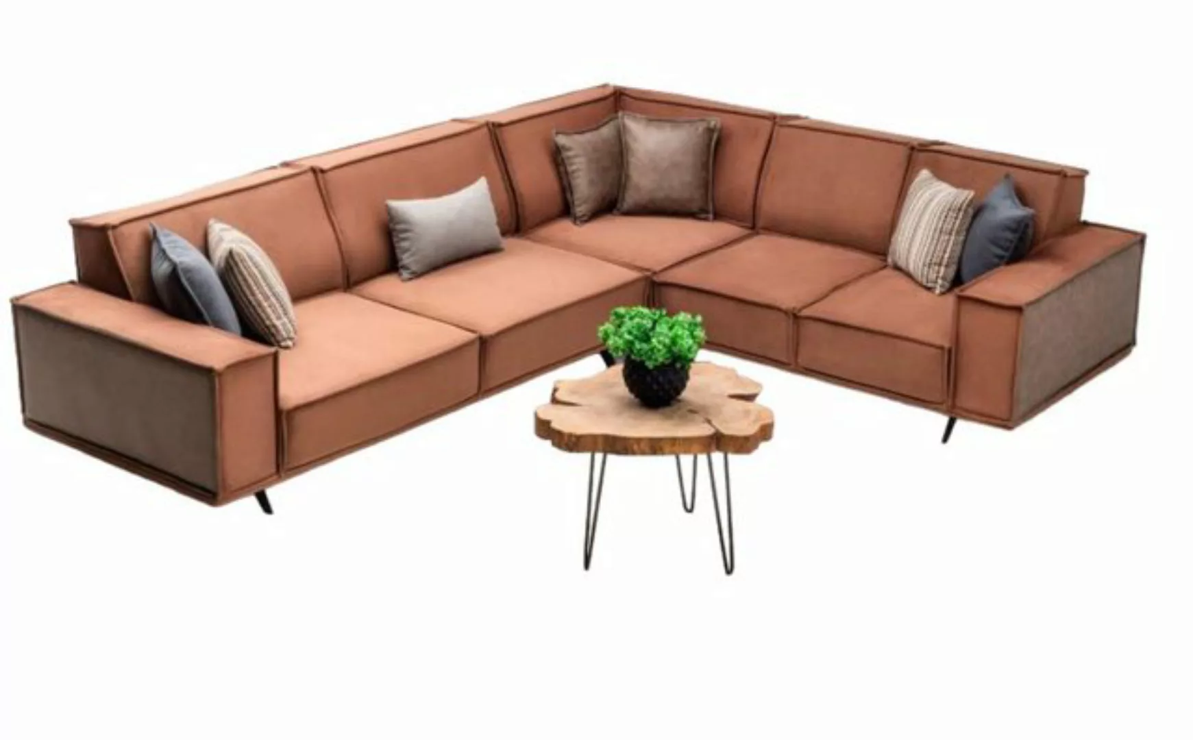 JVmoebel Ecksofa Ecksofa L form Polstersofa Stoffsofa Couch Braun Sofa Mode günstig online kaufen