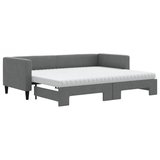 vidaXL Bett Tagesbett Ausziehbar mit Matratzen Dunkelgrau 80x200 cm Stoff günstig online kaufen