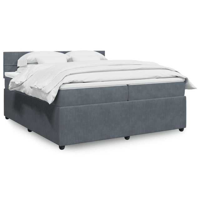 vidaXL Boxspringbett, Boxspringbett mit Matratze Dunkelgrau 200x200 cm Samt günstig online kaufen