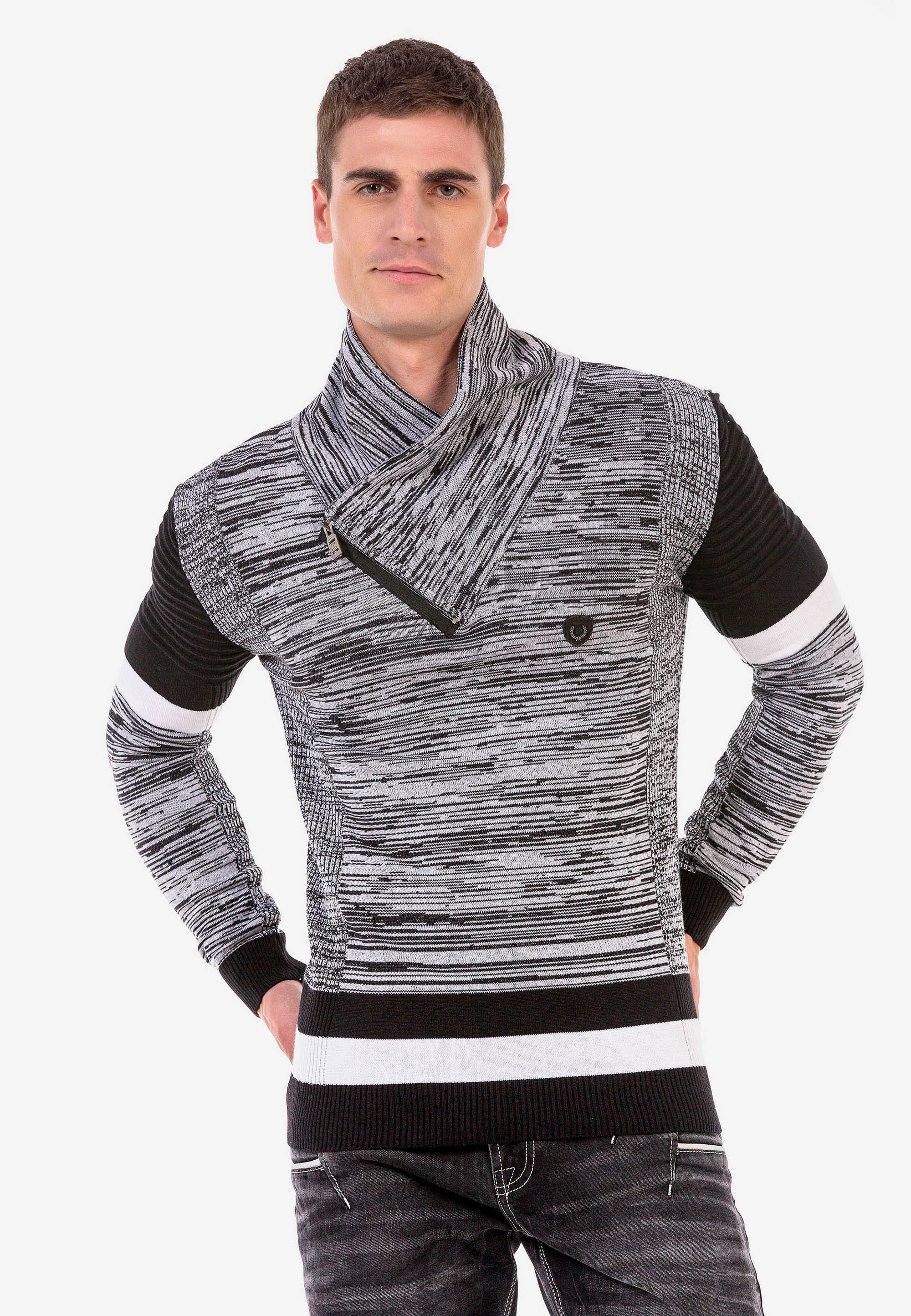 Cipo & Baxx Strickpullover, mit hohem Schalkragen günstig online kaufen