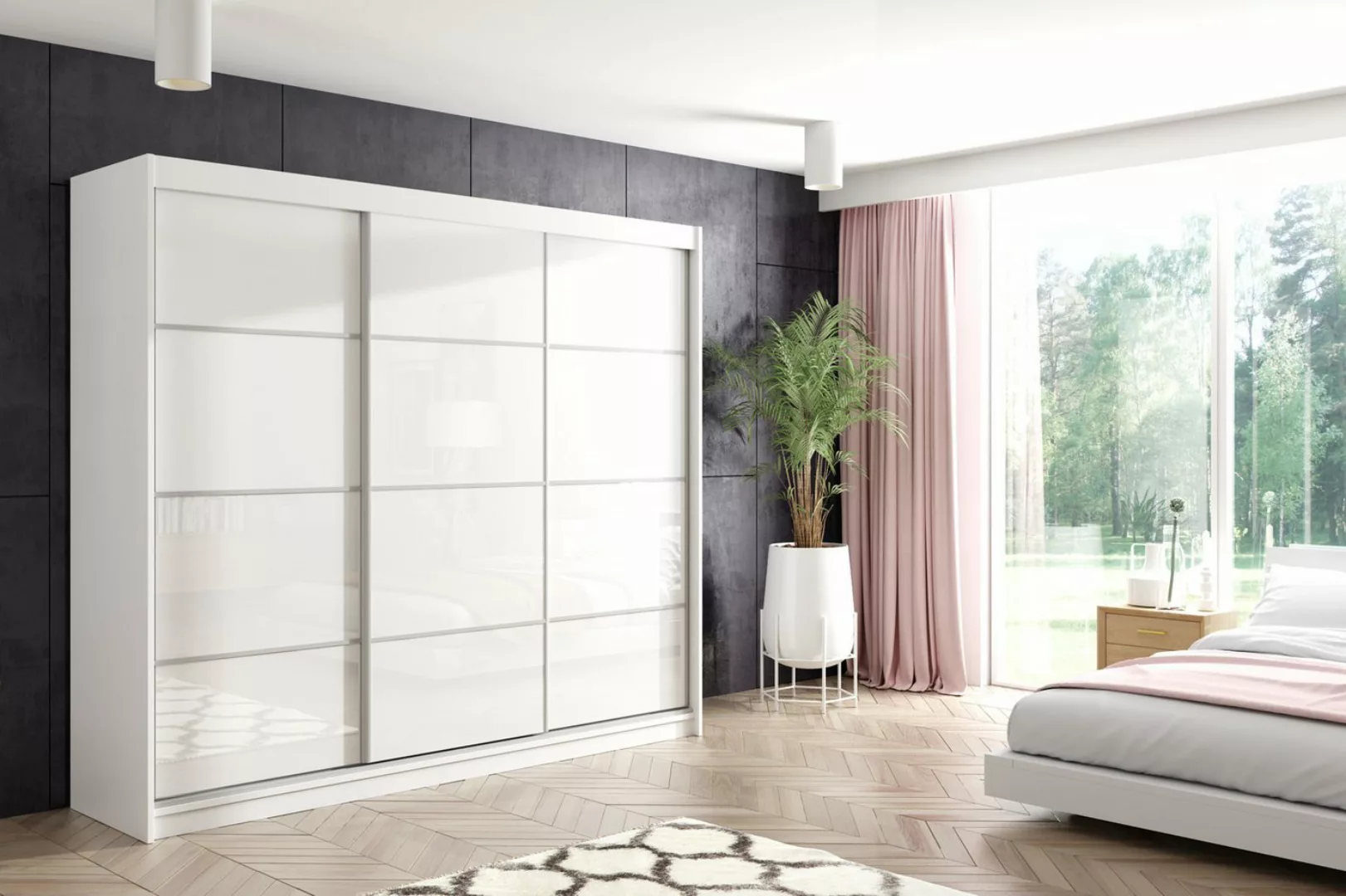 ALTDECOR Schiebetürenschrank VIVI 2 (Kleiderschrank Aluminium-Leisten, Laco günstig online kaufen