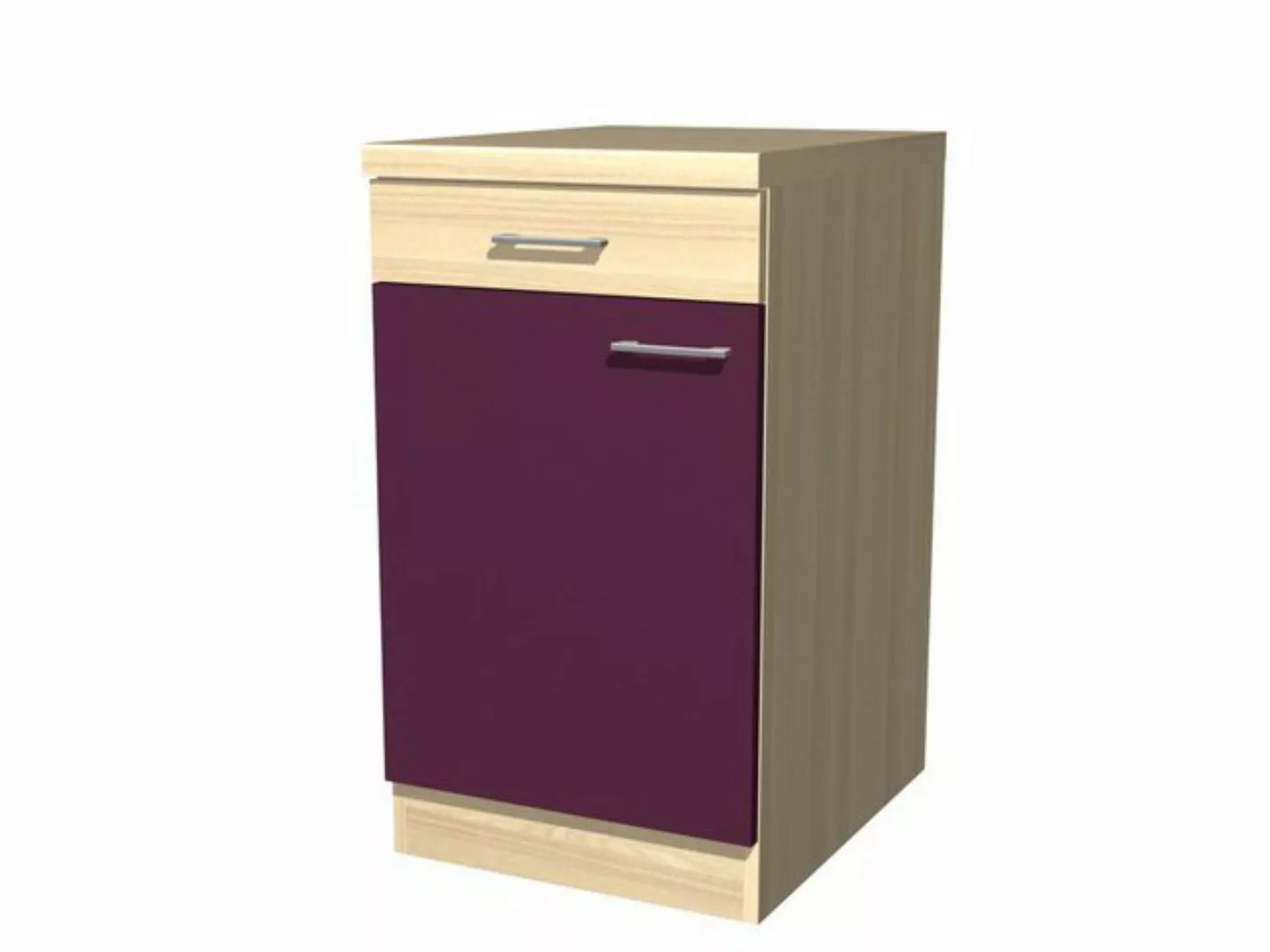 Flex-Well Unterschrank Küchenunterschrank - 50 cm breit - Aubergine Akazie günstig online kaufen