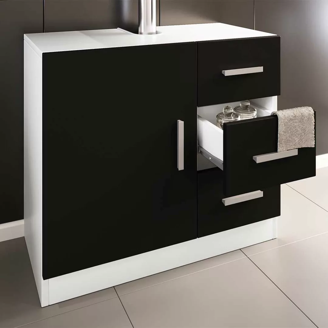 Waschtischunterbau schwarz weiss in modernem Design 56 cm hoch günstig online kaufen