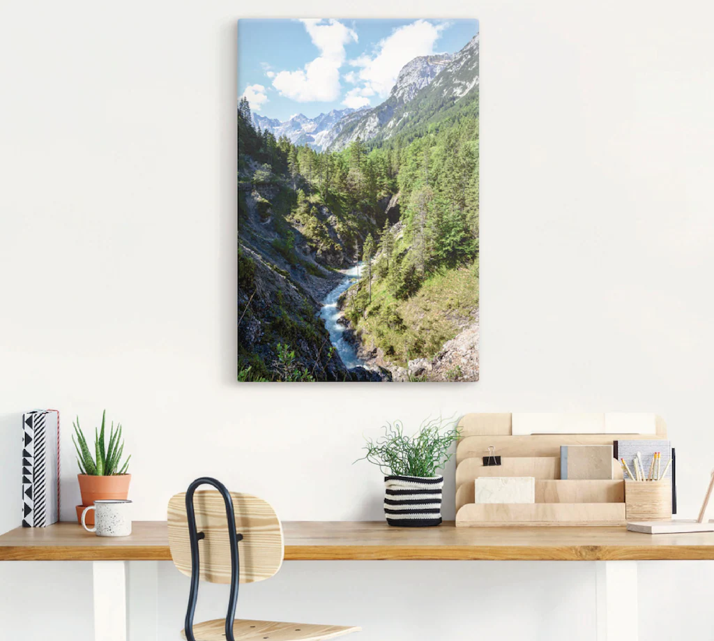 Artland Wandbild "Fluss schlängelt sich durch Tal", Berge, (1 St.), als Lei günstig online kaufen