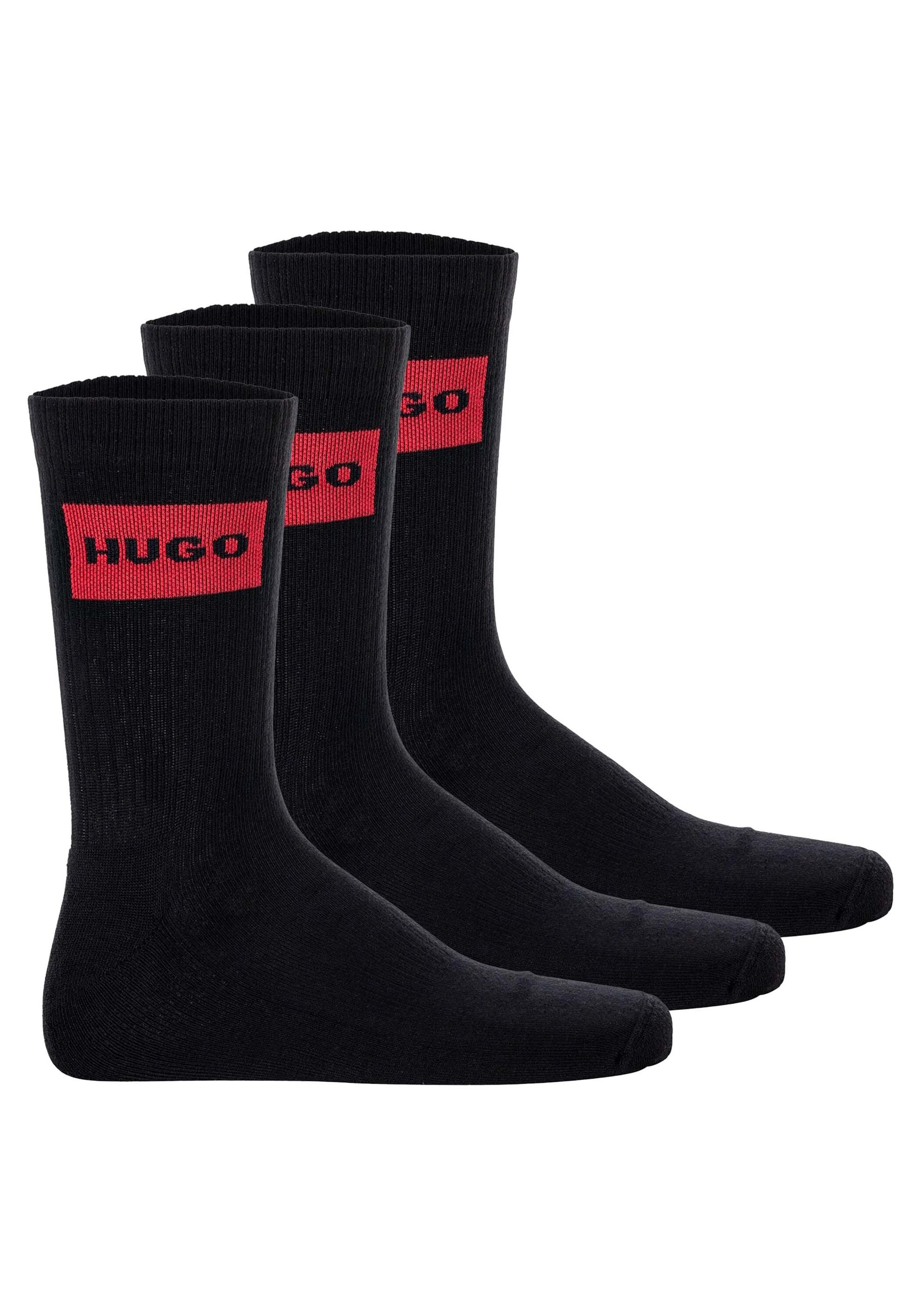 HUGO Underwear Freizeitsocken "3P QS RIB LABEL", (Packung, 3 Paar, 3er), mi günstig online kaufen