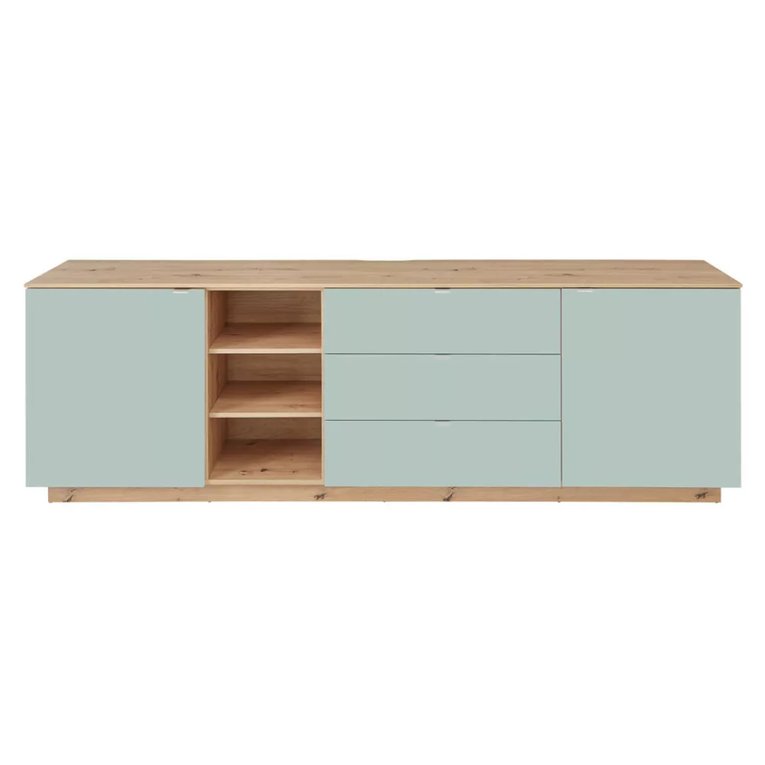 TV-Sideboard Fernsehschrank Artisan Eiche mit grün, Breite 240 cm CUST-36 günstig online kaufen