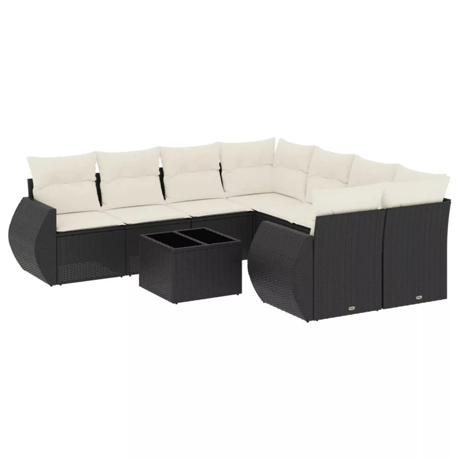 vidaXL 9-tlg Garten-Sofagarnitur mit Kissen Schwarz Poly Rattan Modell 163 günstig online kaufen