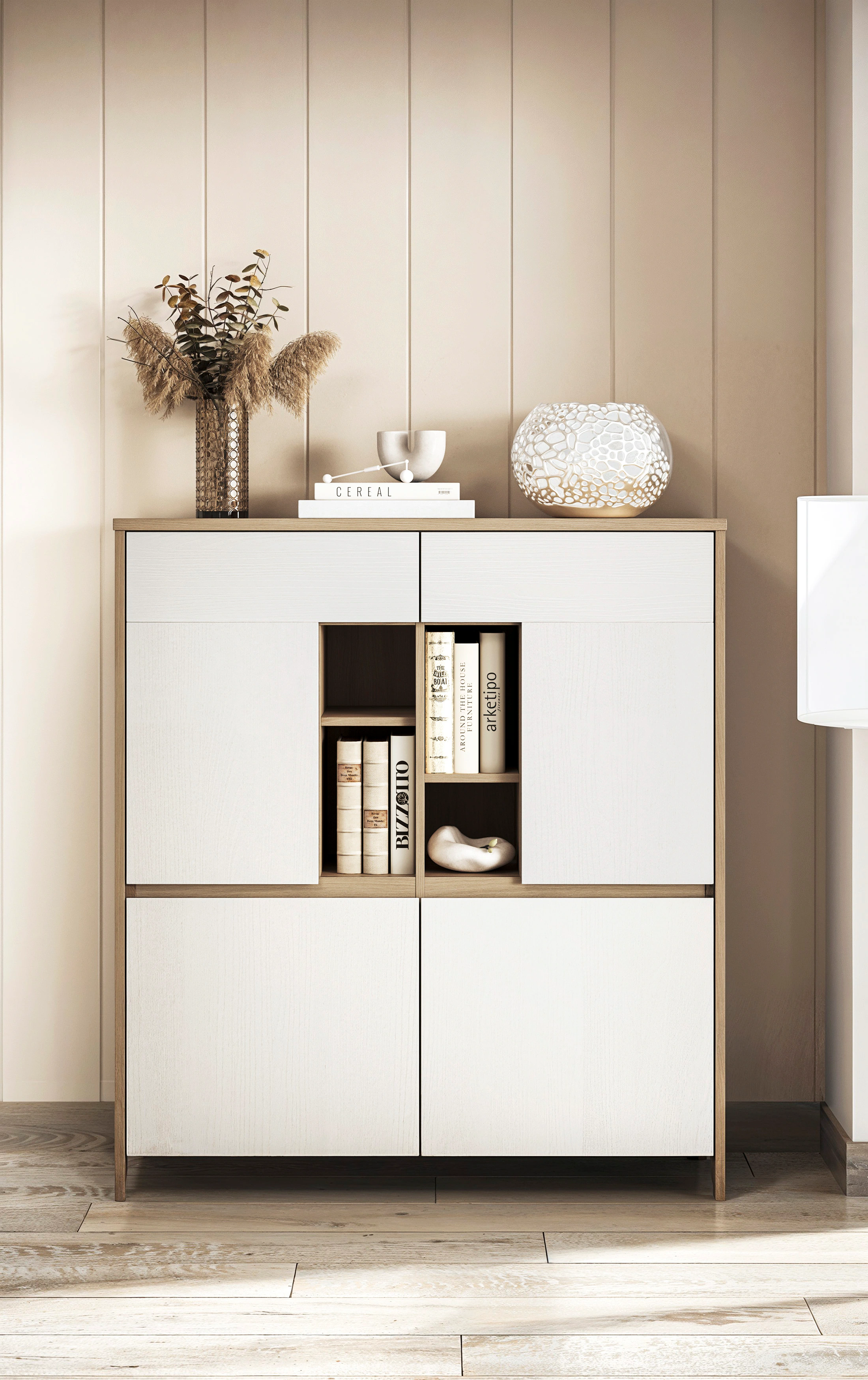 Home affaire Highboard "Stranda, moderner Schrank, Stauraumelement im Scand günstig online kaufen