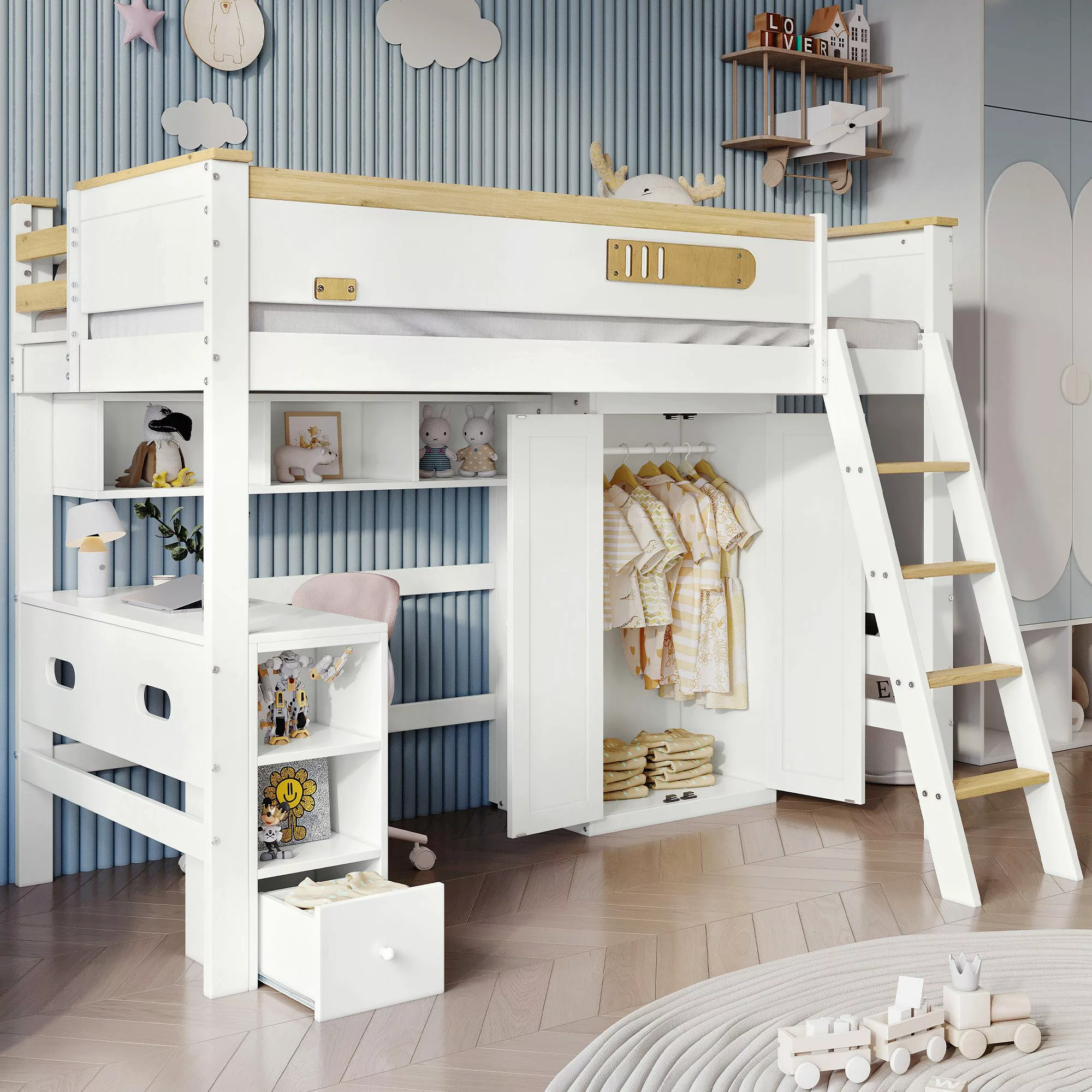 Flieks Hochbett Kinderbett 90x200cm mit offenen günstig online kaufen