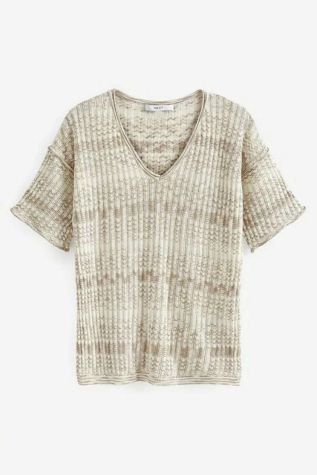 Next Kurzarmpullover T-Shirt mit Spacedye-Streifen und V-Ausschnitt (1-tlg) günstig online kaufen