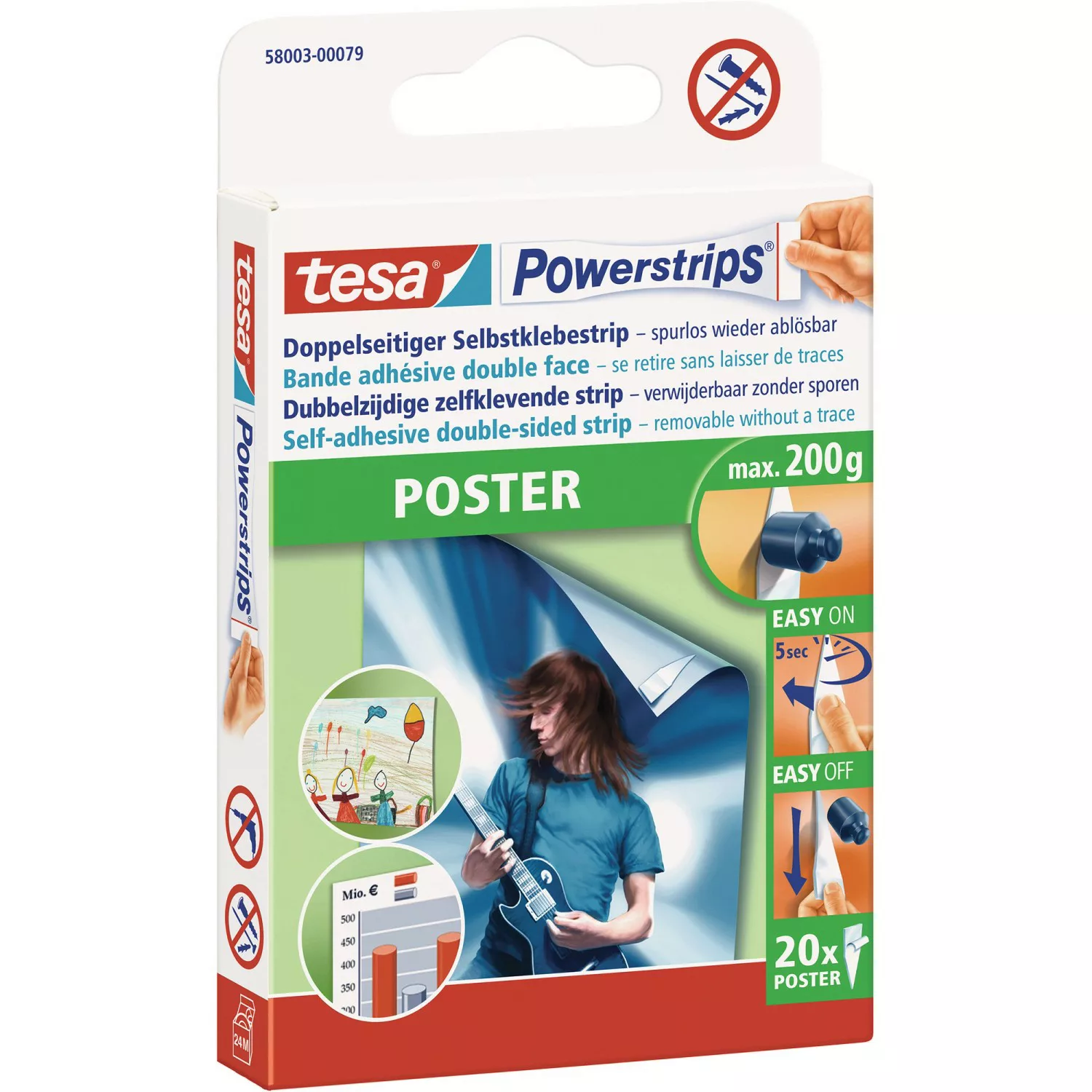 Tesa Powerstrips Poster Weiß 20 Stück günstig online kaufen