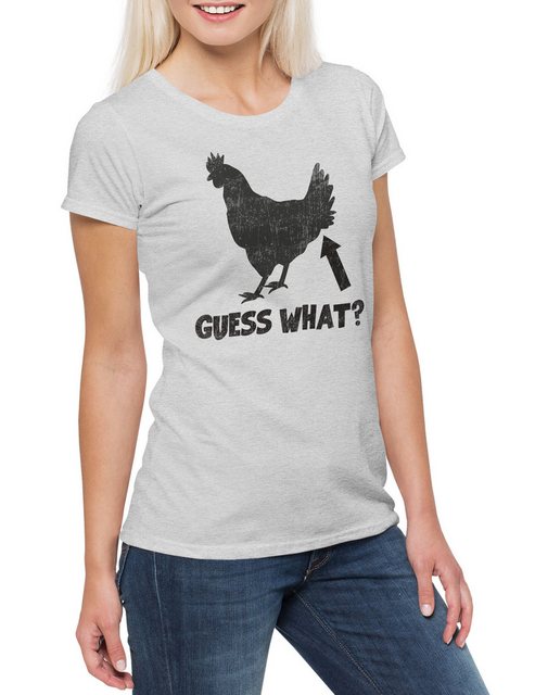 Urban Backwoods Print-Shirt Guess What Damen T-Shirt Chicken Butt Quote Fun günstig online kaufen