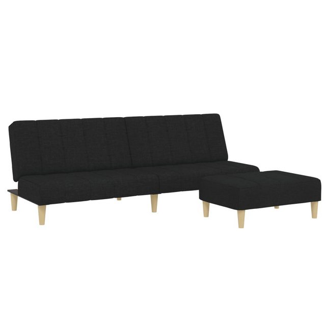 vidaXL Sofa Schlafsofa 2-Sitzer mit Fußhocker Schwarz Stoff günstig online kaufen