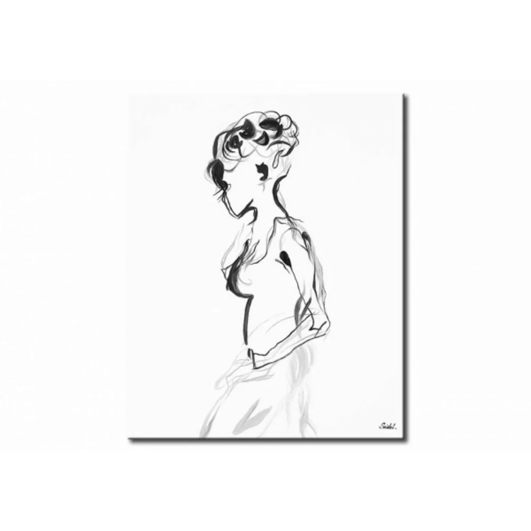 Bild auf Leinwand Minimalistische Weiblichkeit - Silhouette eines weibliche günstig online kaufen