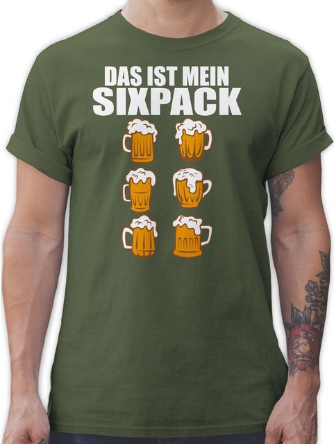 Shirtracer T-Shirt Das ist mein Sixpack - Bier - weiß Mode für Oktoberfest günstig online kaufen