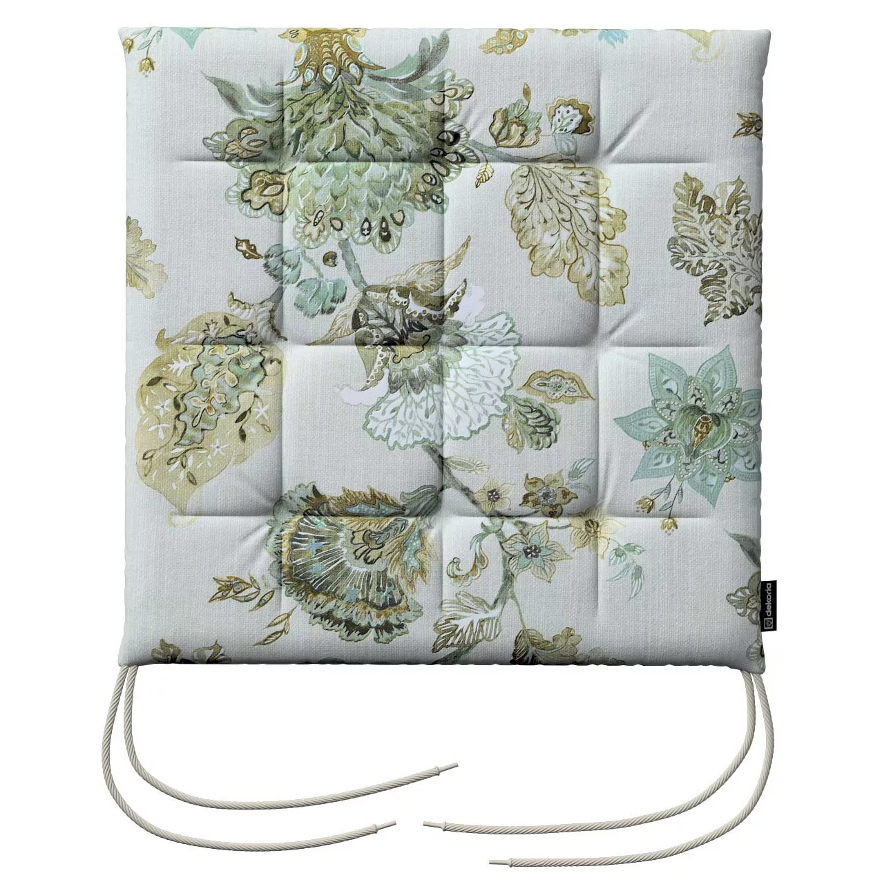 Stuhlkissen Ulrich mit Bindeschnur, grau-beige, 40 x 40 x 3,5 cm, Flowers ( günstig online kaufen