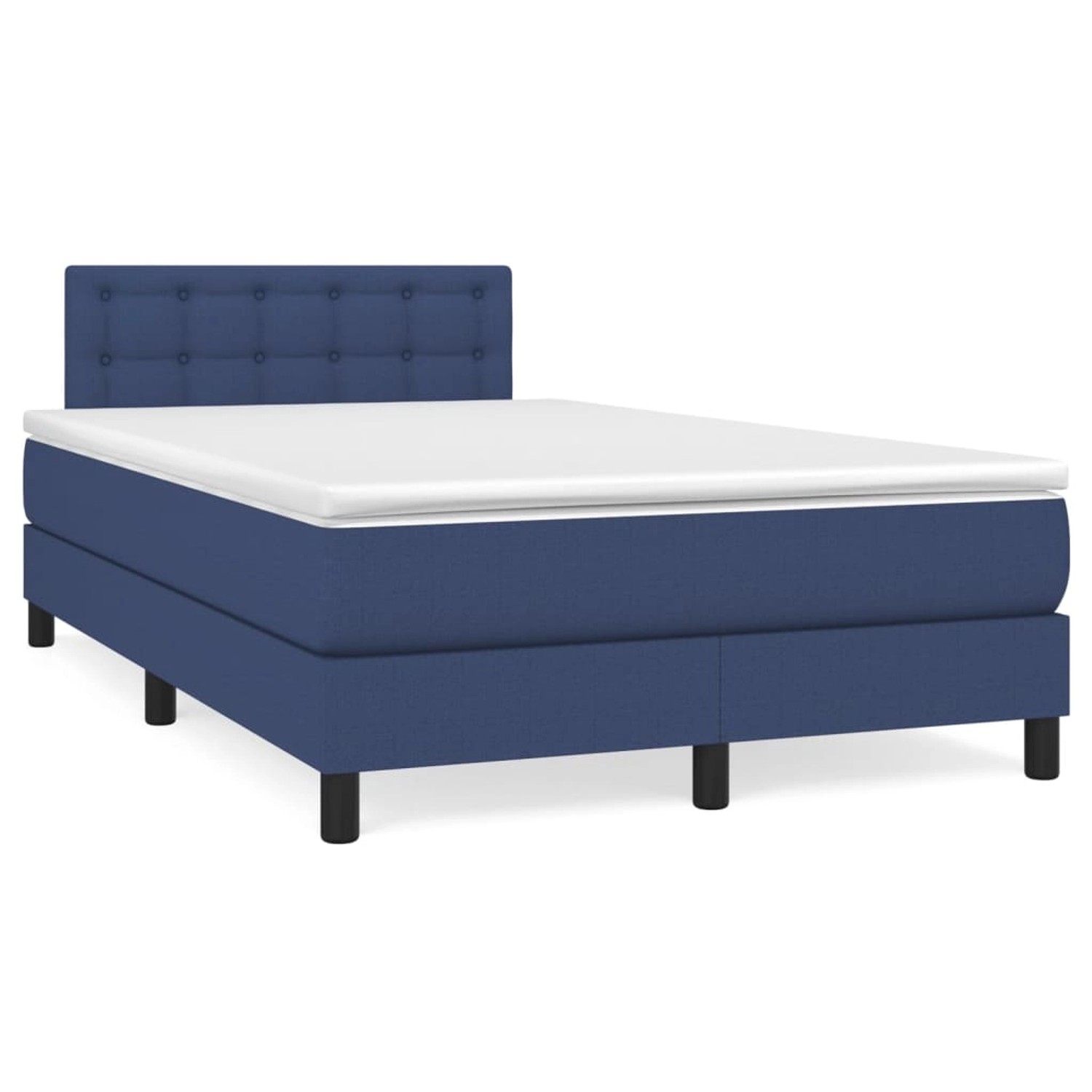 vidaXL Boxspringbett Boxspringbett mit Matratze Blau 120x200 cm Stoff Bett günstig online kaufen