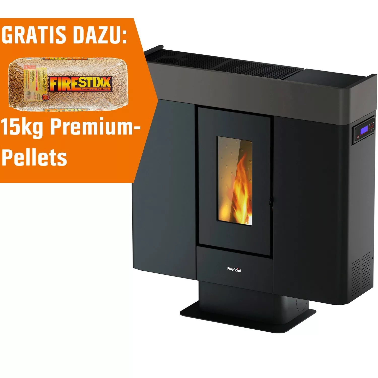 Freepoint Pelletofen Moon Stahl Titanium 10 kW EEK: A+ günstig online kaufen