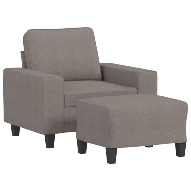 vidaXL Sofa Sessel mit Hocker 60 cm Stoff, Taupe günstig online kaufen