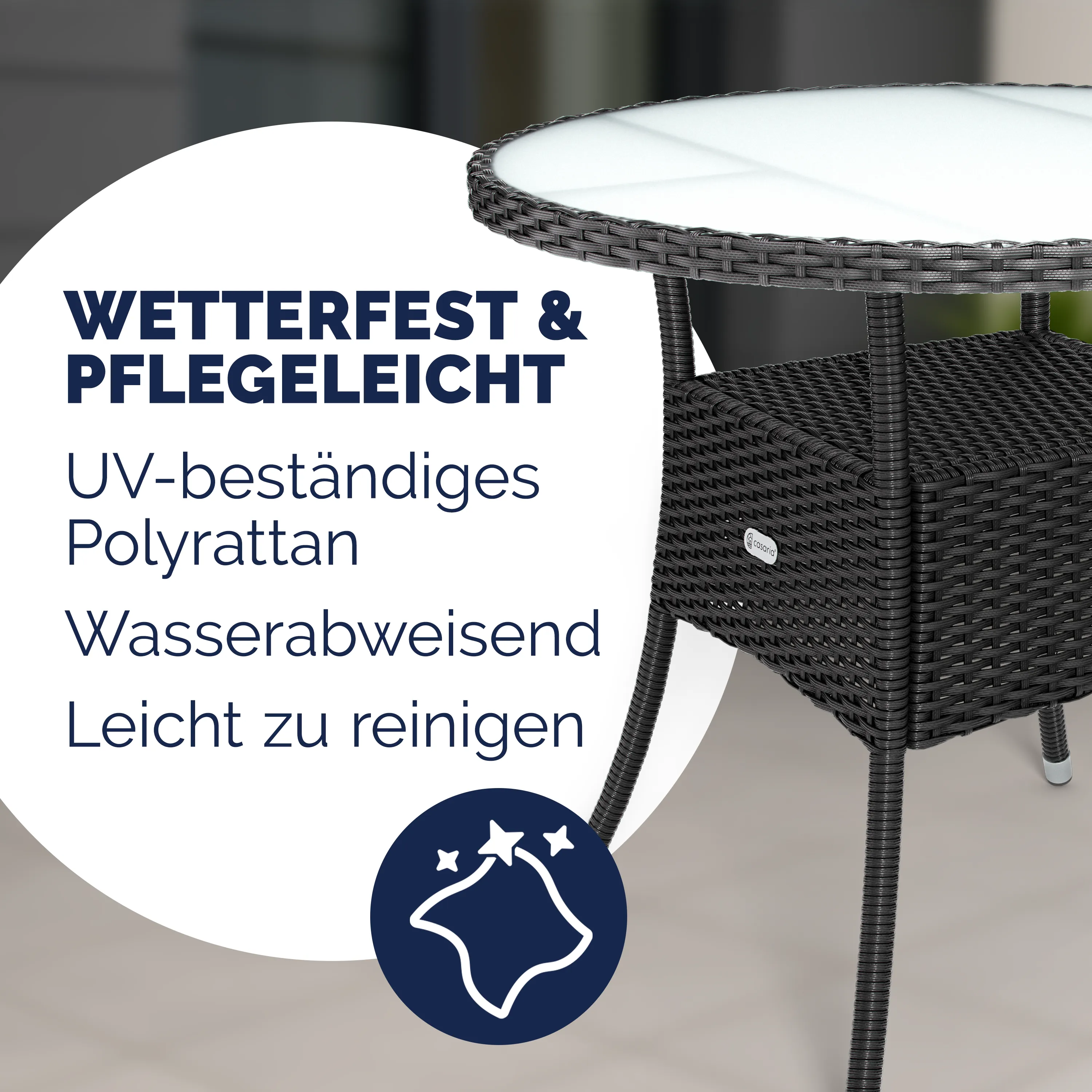 Polyrattan Tisch Schwarz Ø80cm günstig online kaufen