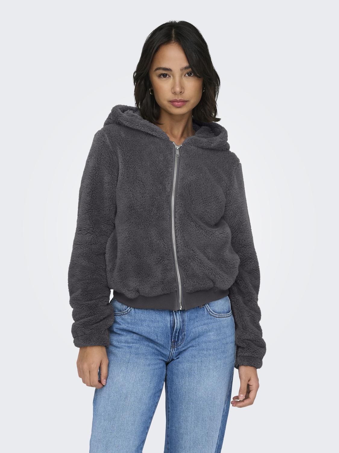 ONLY Kapuzenplüschjacke "ONLNEWANNA CONTACT SHERPA JKT OTW NOOS", mit Kapuz günstig online kaufen