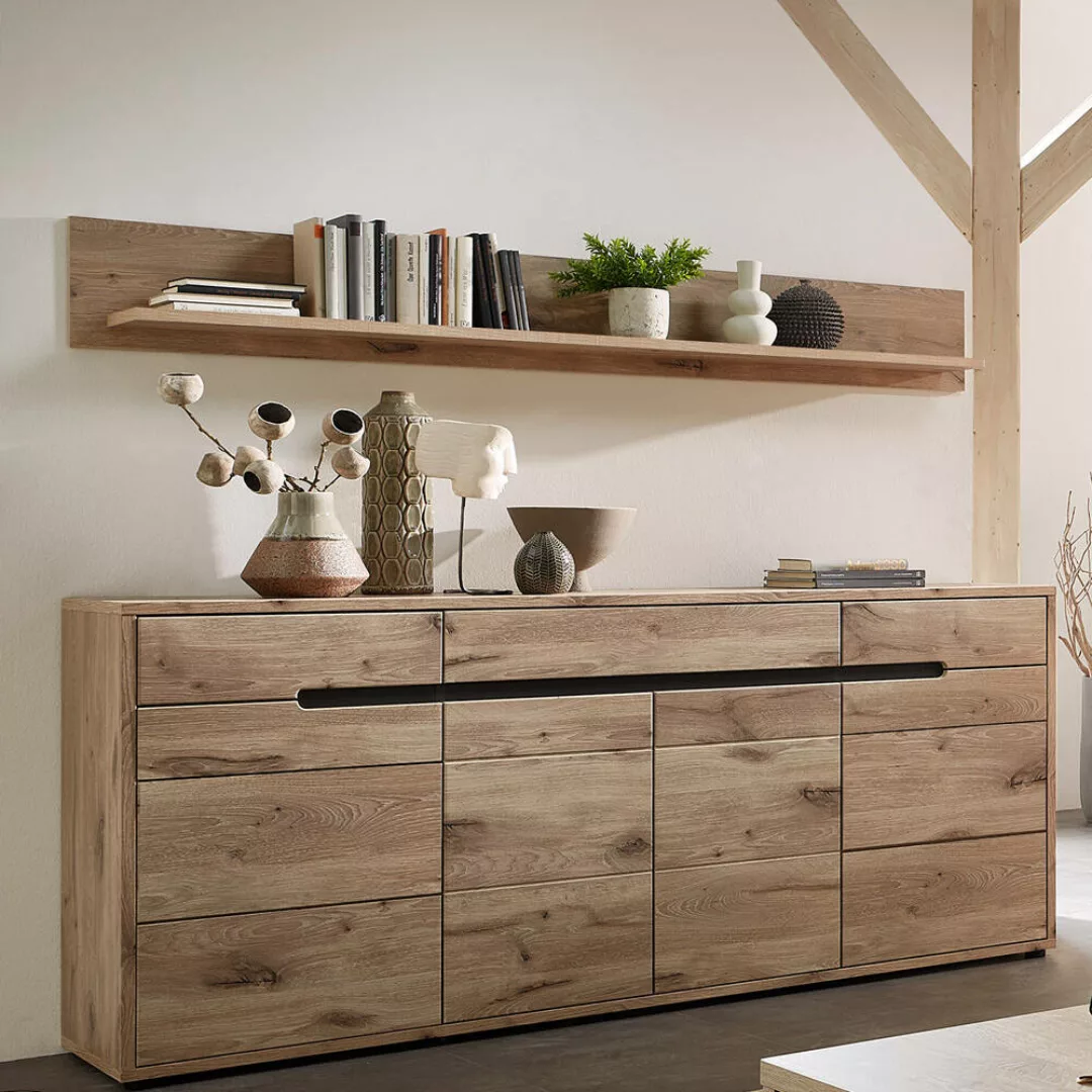 Set Sideboard und Wandboard BURNHAM-36 in Eiche Nb. mit graphit, B/H/T: ca. günstig online kaufen