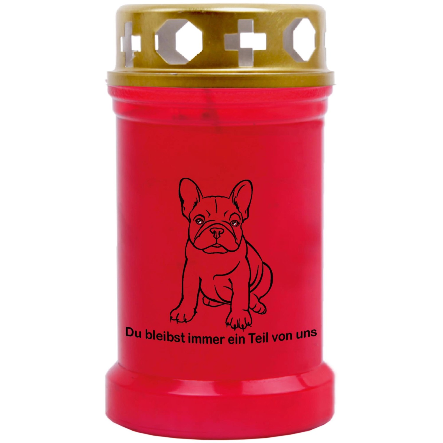 HS Candle Grabkerze Rot 40h Inkl. Deckel Gold Bulldogge günstig online kaufen