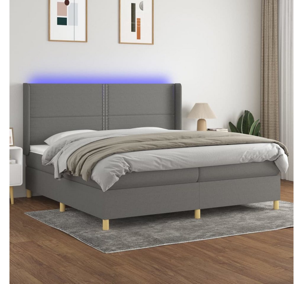 vidaXL Boxspringbett Boxspringbett mit Matratze LED Dunkelgrau 200x200 cm S günstig online kaufen