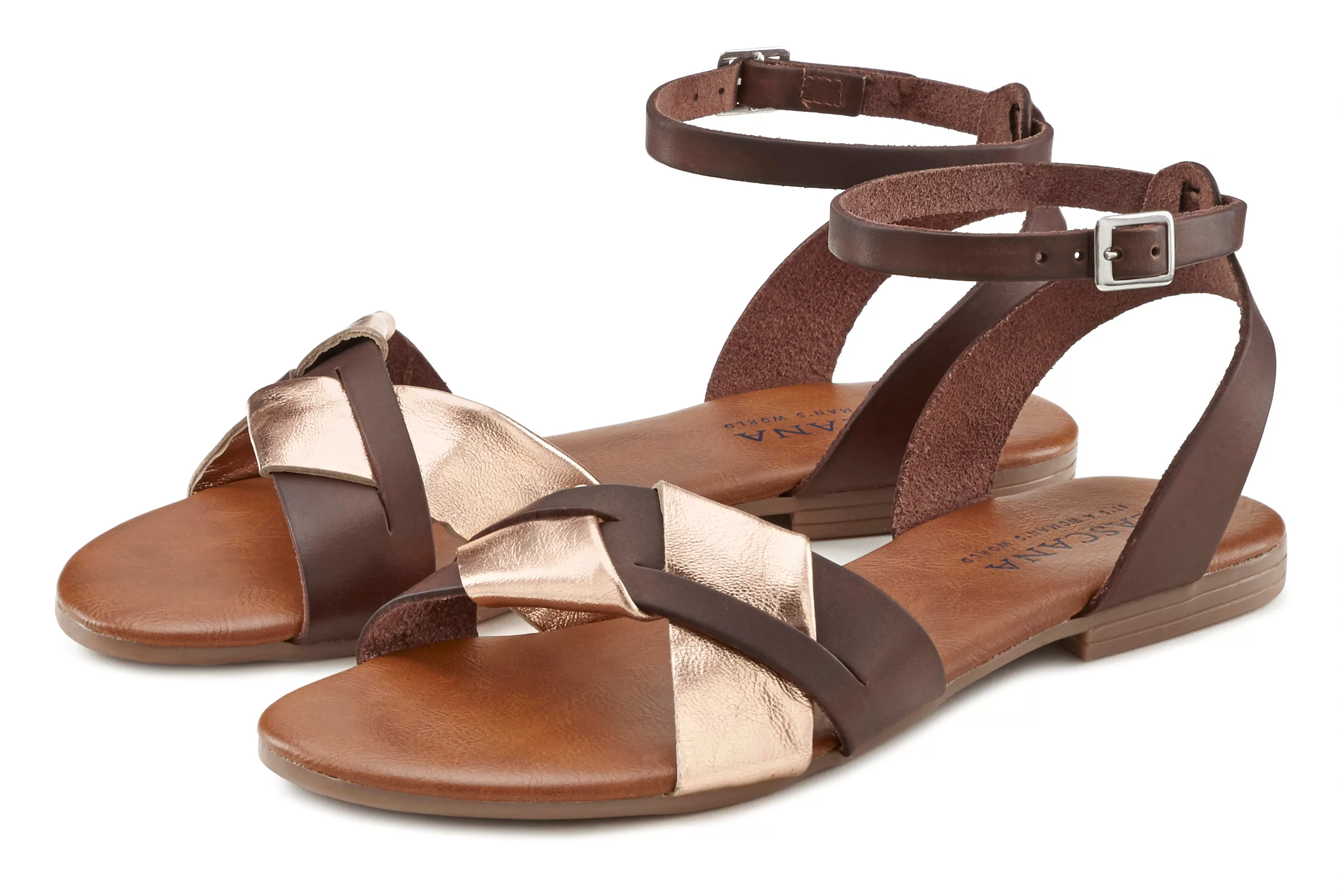 LASCANA Sandale, Sandalette, Sommerschuh aus hochwertigem Leder mit Metalli günstig online kaufen