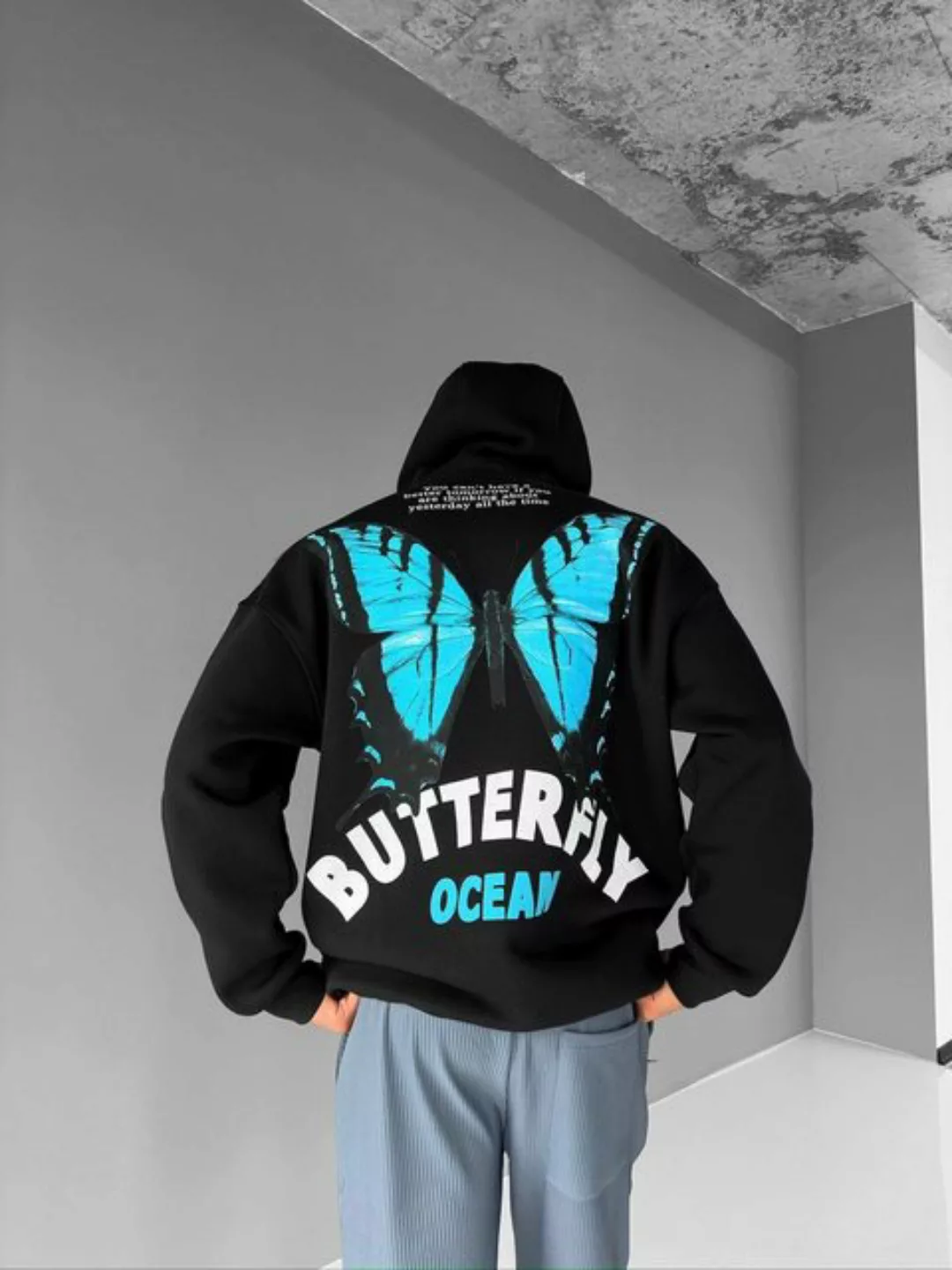 Abluka Hoodie OVERSIZE BUTTERFLY FLEECE HOODIE günstig online kaufen