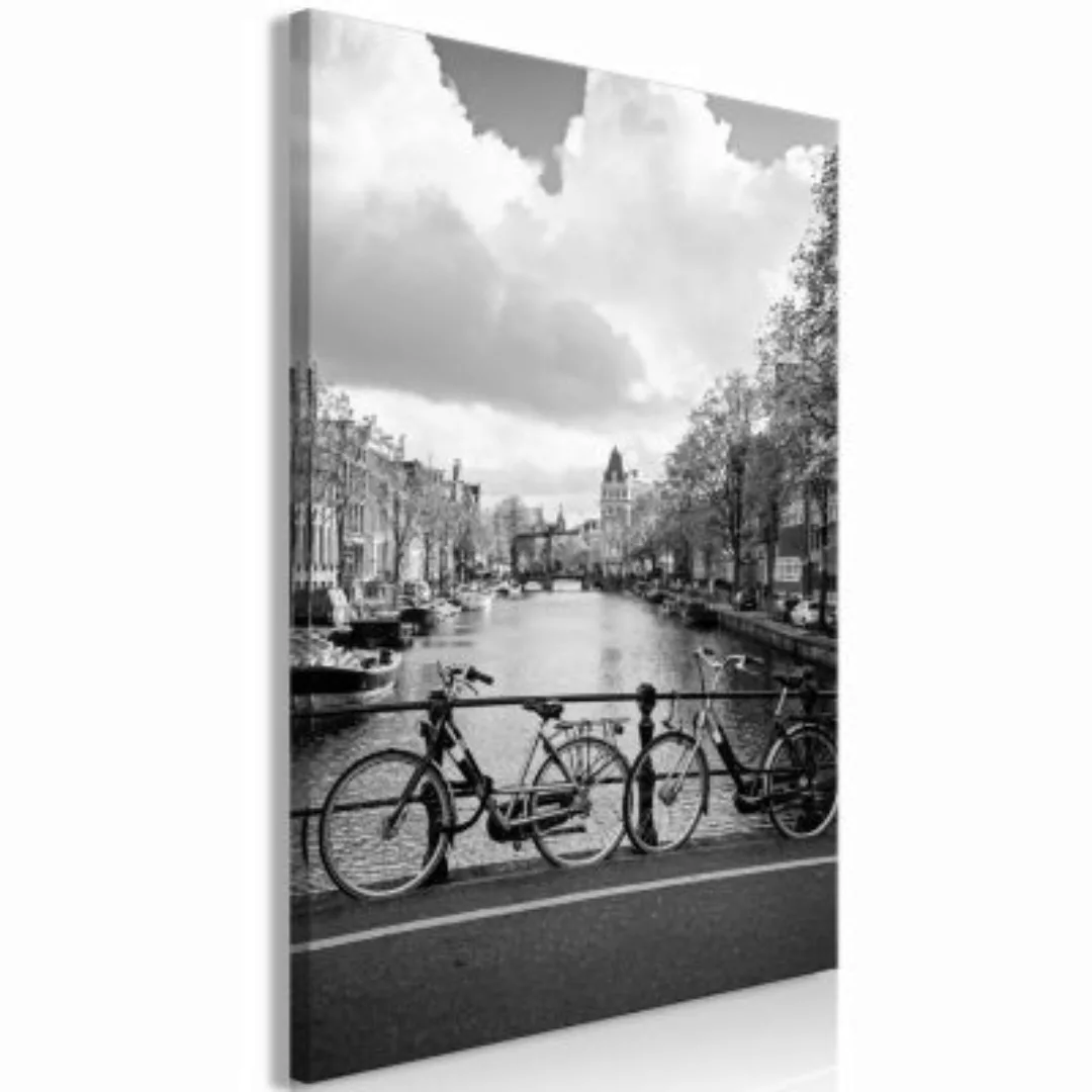 artgeist Wandbild Bikes On Bridge (1 Part) Vertical schwarz/weiß Gr. 40 x 6 günstig online kaufen