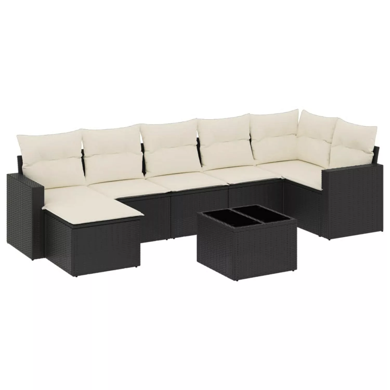 vidaXL 8-tlg Garten-Sofagarnitur mit Kissen Schwarz Poly Rattan Modell 48 günstig online kaufen