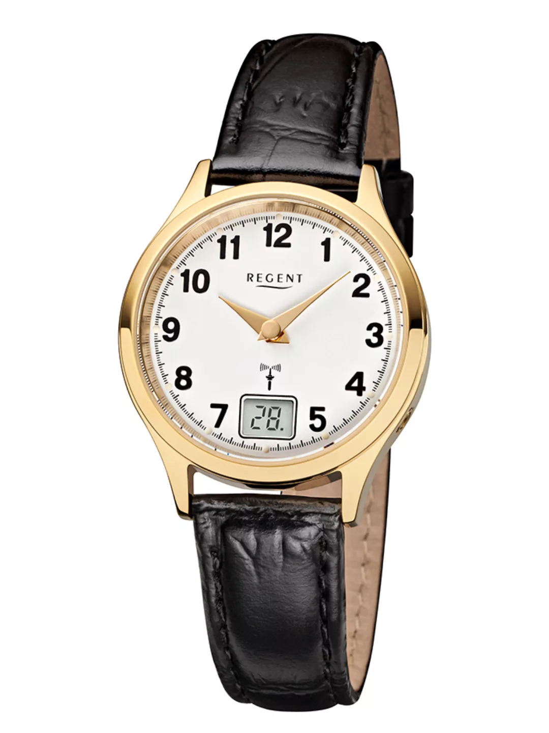 Regent Armbanduhr mit Lederarmband FR-194 Damenfunkuhr günstig online kaufen