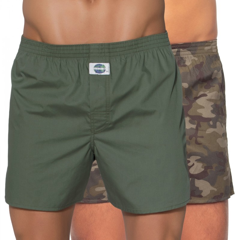 D.E.A.L International 2-er Set Boxershorts Camouflage und Grün günstig online kaufen