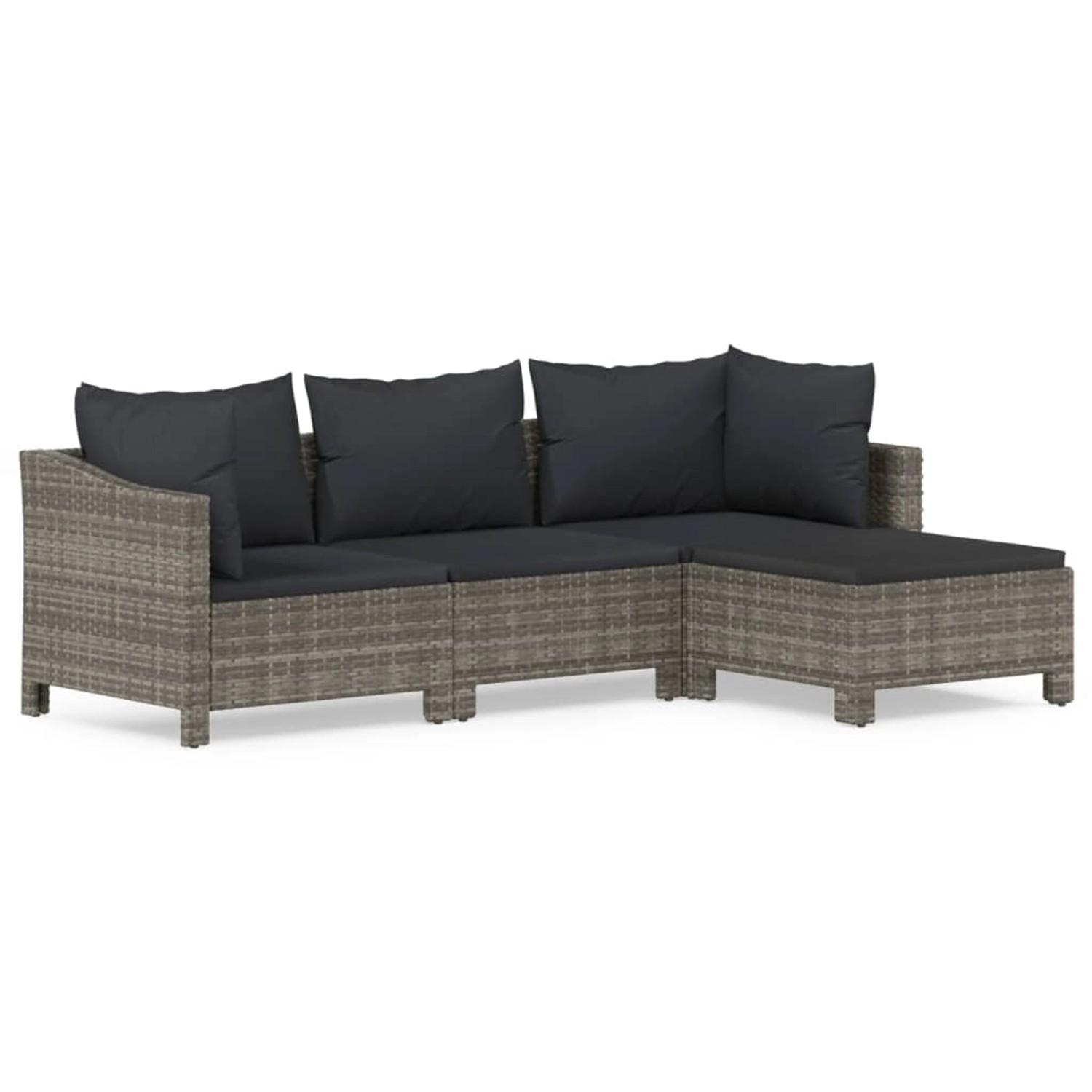 vidaXL 4-Tlg Garten-Lounge-Set mit Kissen Grau Poly Rattan 3187269 günstig online kaufen