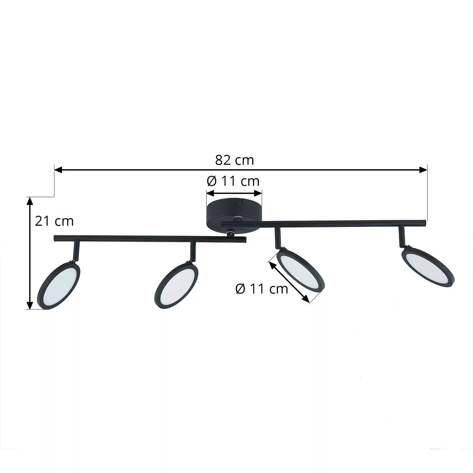 Lindby LED-Spot Manel, schwarz, Eisen, 82 cm lang, 4.flg. günstig online kaufen