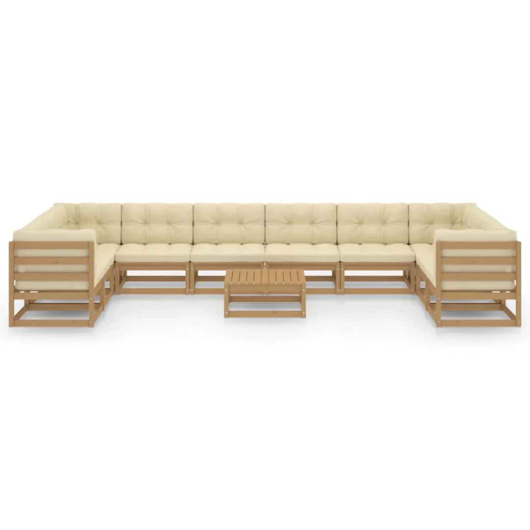 11-tlg. Garten-lounge-set Kissen Honigbraun Kiefer Massivholz günstig online kaufen