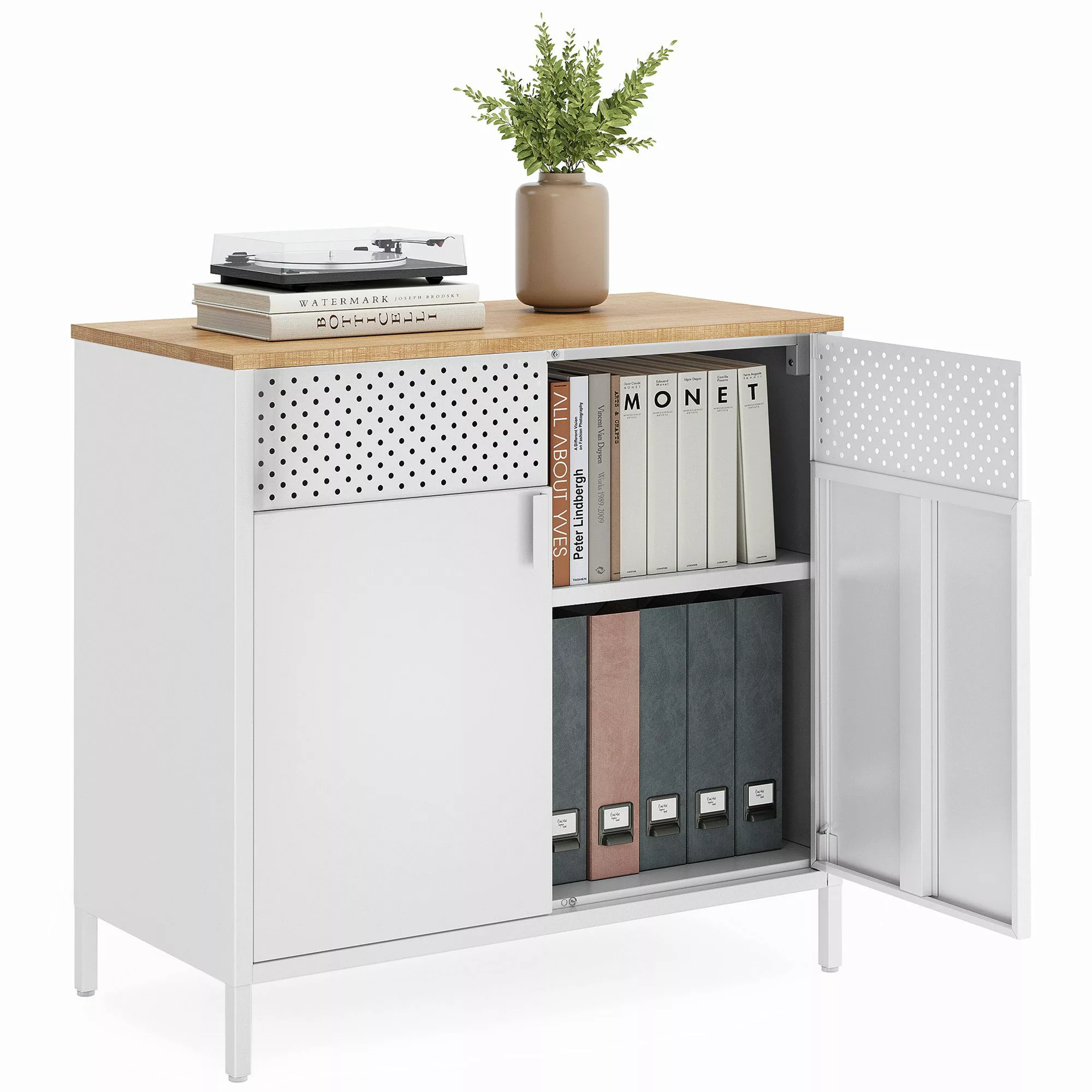 SONGMICS Aktenschrank Küchenschrank Metallschrank, mit Doppeltür, günstig online kaufen