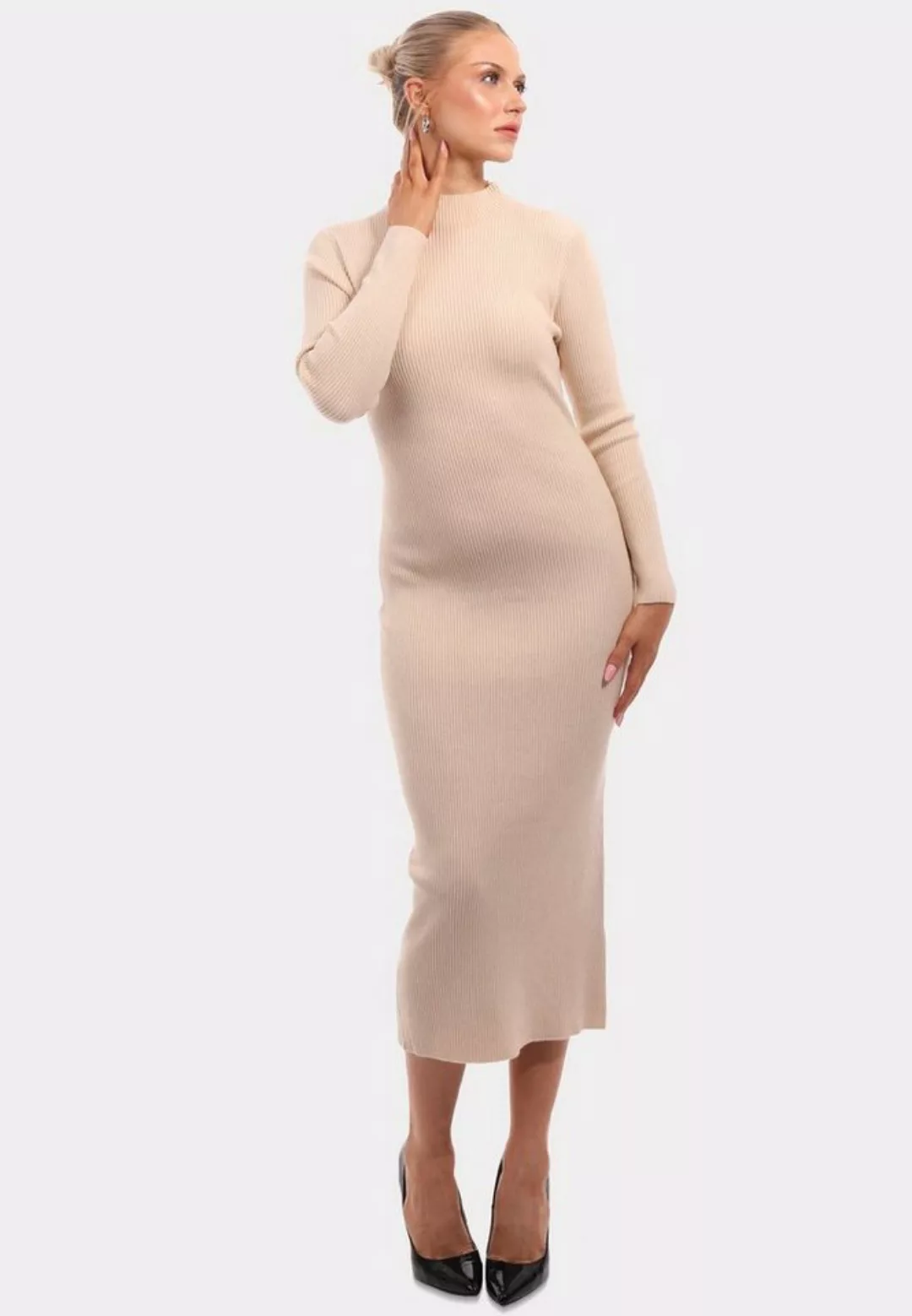 YC Fashion & Style Strickkleid Strickkleid mit Stehkragen KNIT DRESS (1-tlg günstig online kaufen